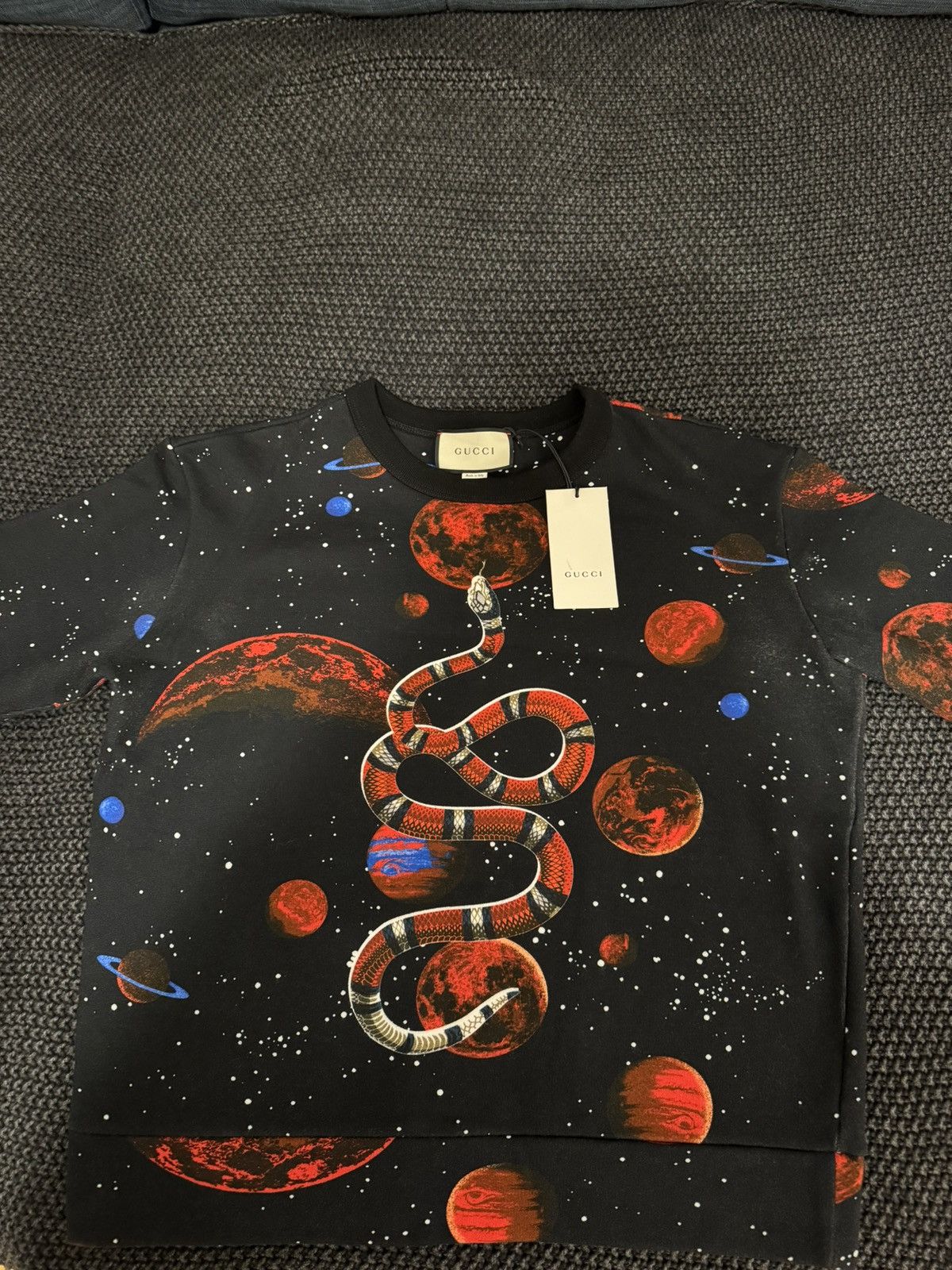 image of Gucci Space Snake Sweater in Black, Men's (Size Medium)
