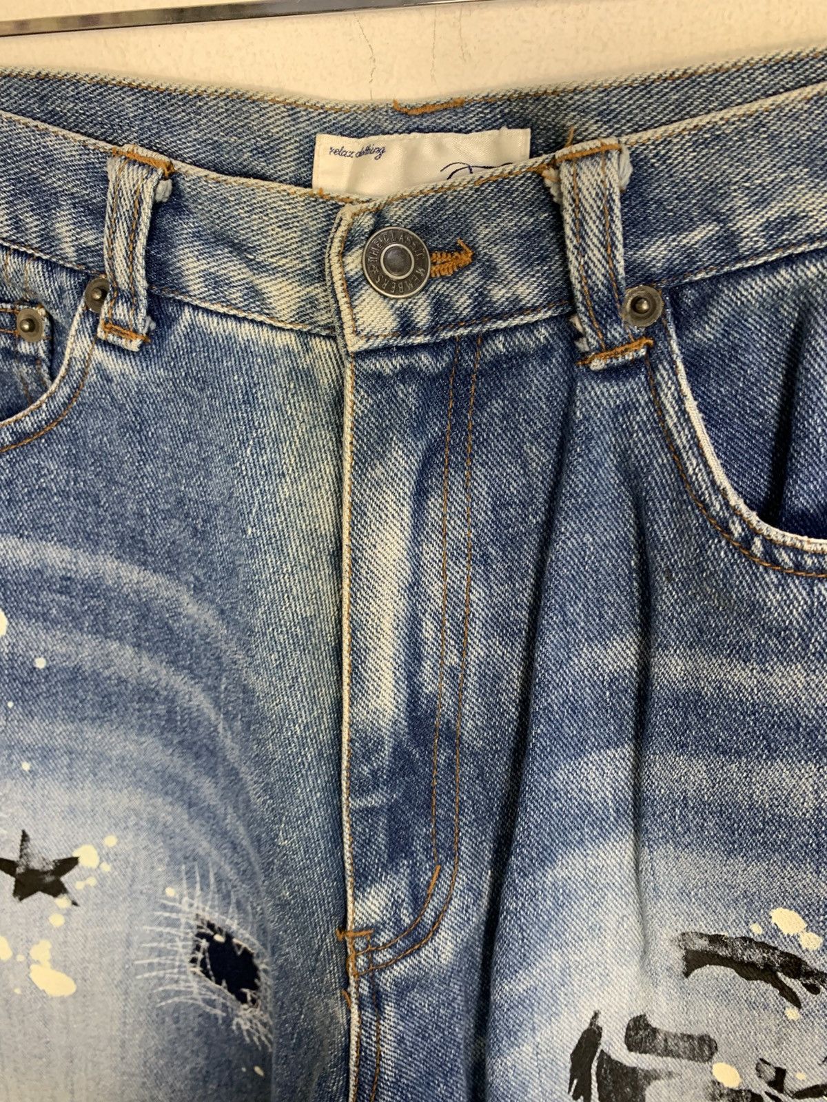 Japanese Brand Kurt Cobain Paint Splash Printed Jtu Classic Denim Jeans Size US 28 / EU 44 - 3 Thumbnail