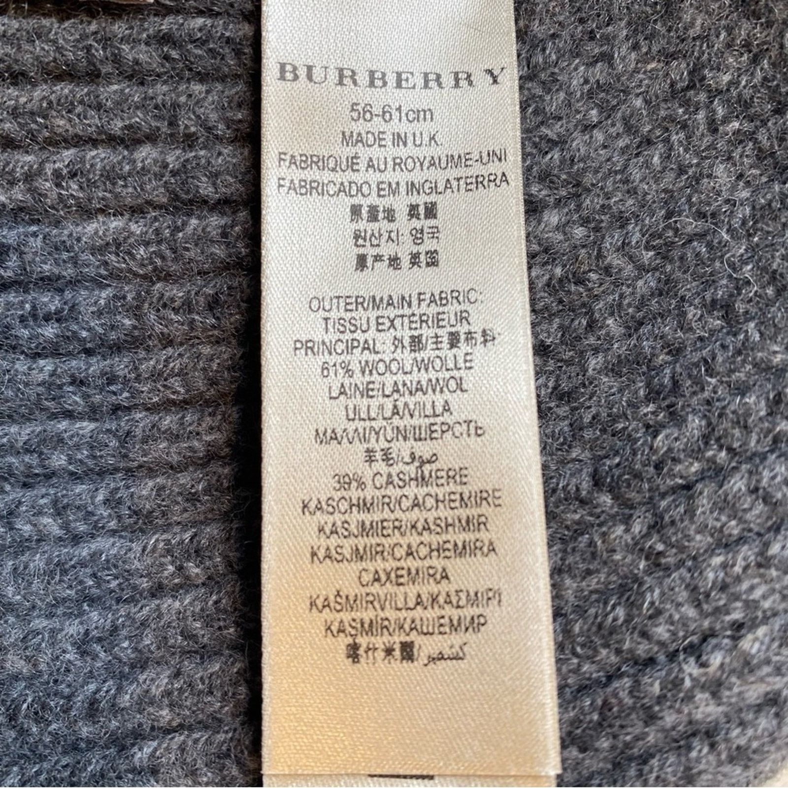 Burberry BURBERRY $340 Ribbed Gray Wool Cashmere Beanie Hat 56-61cm Size ONE SIZE - 8 Thumbnail