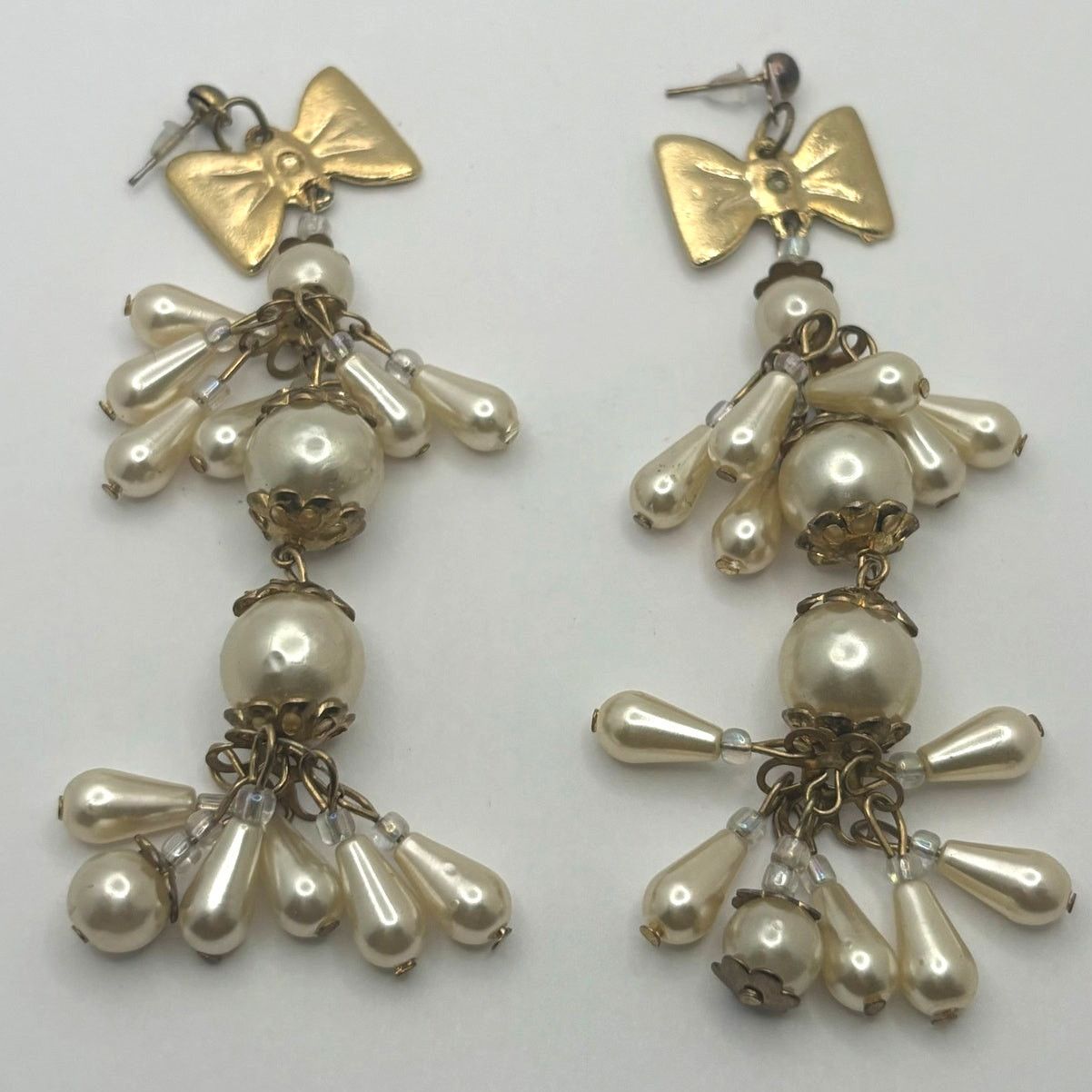 Other Vintage Pearl & Gold Bow Earrings Size ONE SIZE - 2 Thumbnail