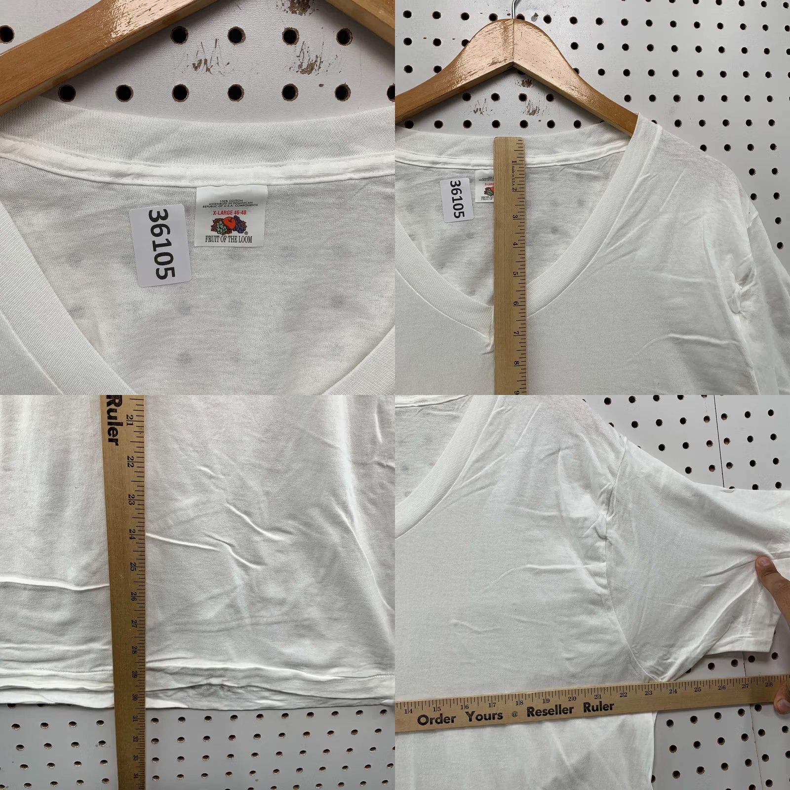 Fruit Of The Loom VINTAGE Fruit of the Loom Shirt Mens XL White V Neck Single Stitch NEW Size US XL / EU 56 / 4 - 8 Thumbnail