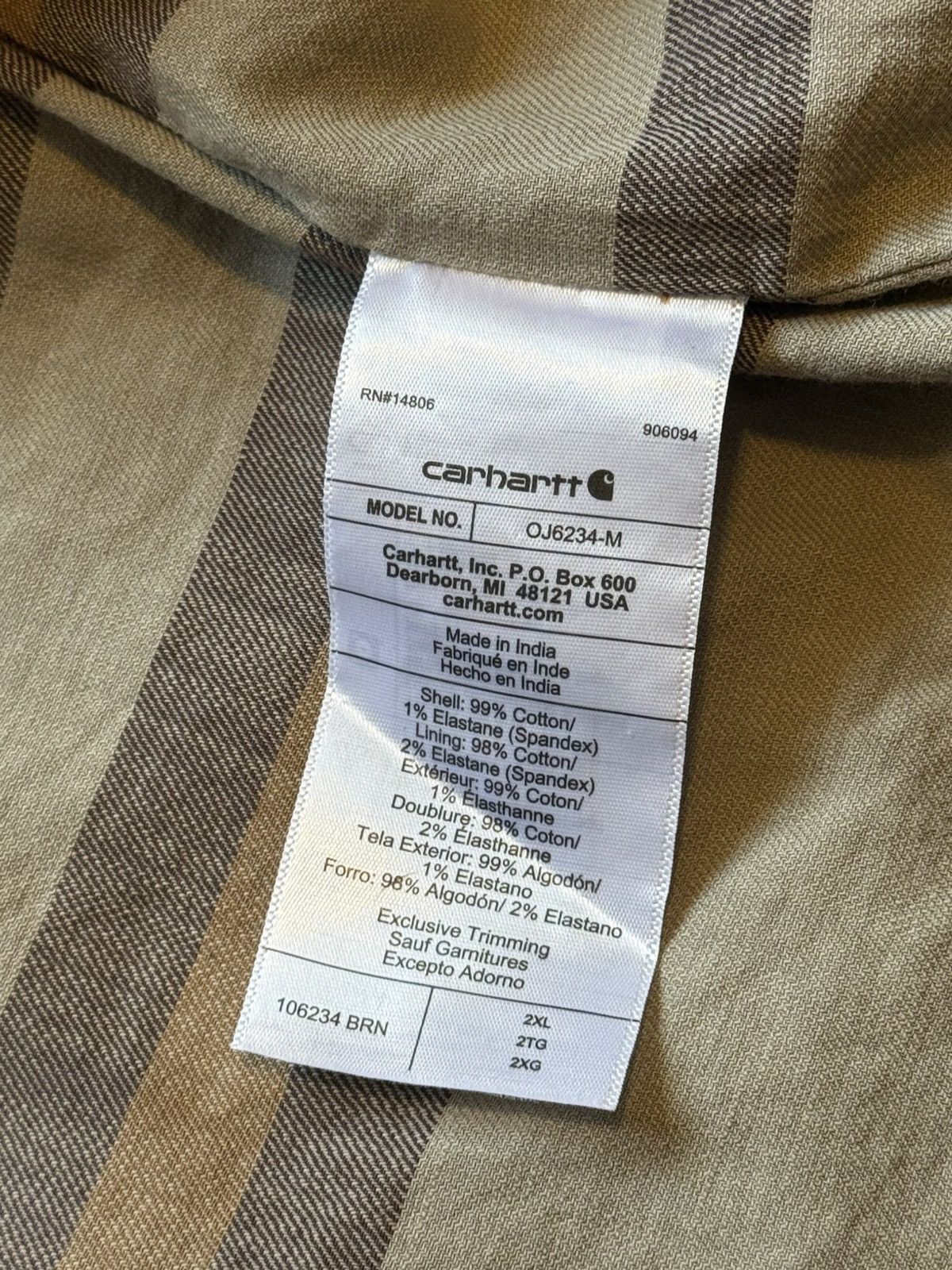 Carhartt Carhartt Relaxed Fit BRN Men’s XL Lined Corduroy Collar Size US XXL / EU 58 / 5 - 6 Thumbnail