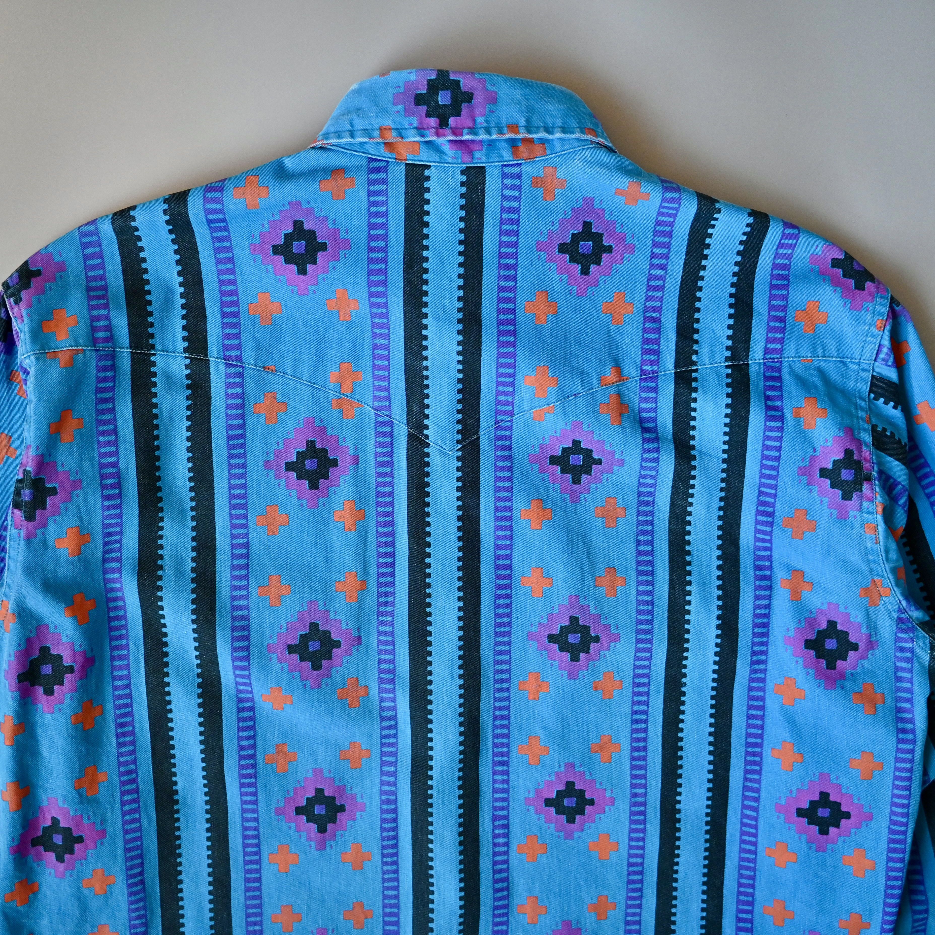 Vintage VTG Wrangler brushpopper Aztec Navajo stripe shirt 15.5 - 33 Size US M / EU 48-50 / 2 - 5 Thumbnail