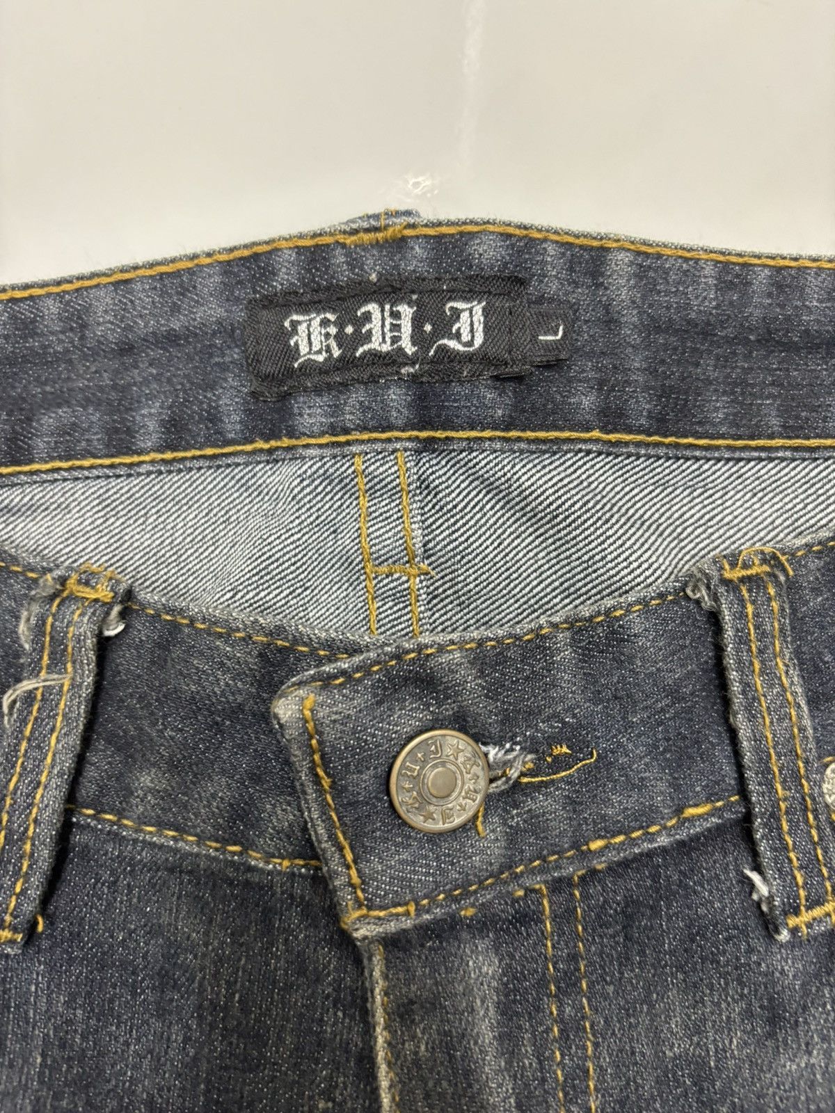 Kapital KUI Grunge Distressed Denim Jeans Straight Leg Fit Size US 34 / EU 50 - 9 Thumbnail
