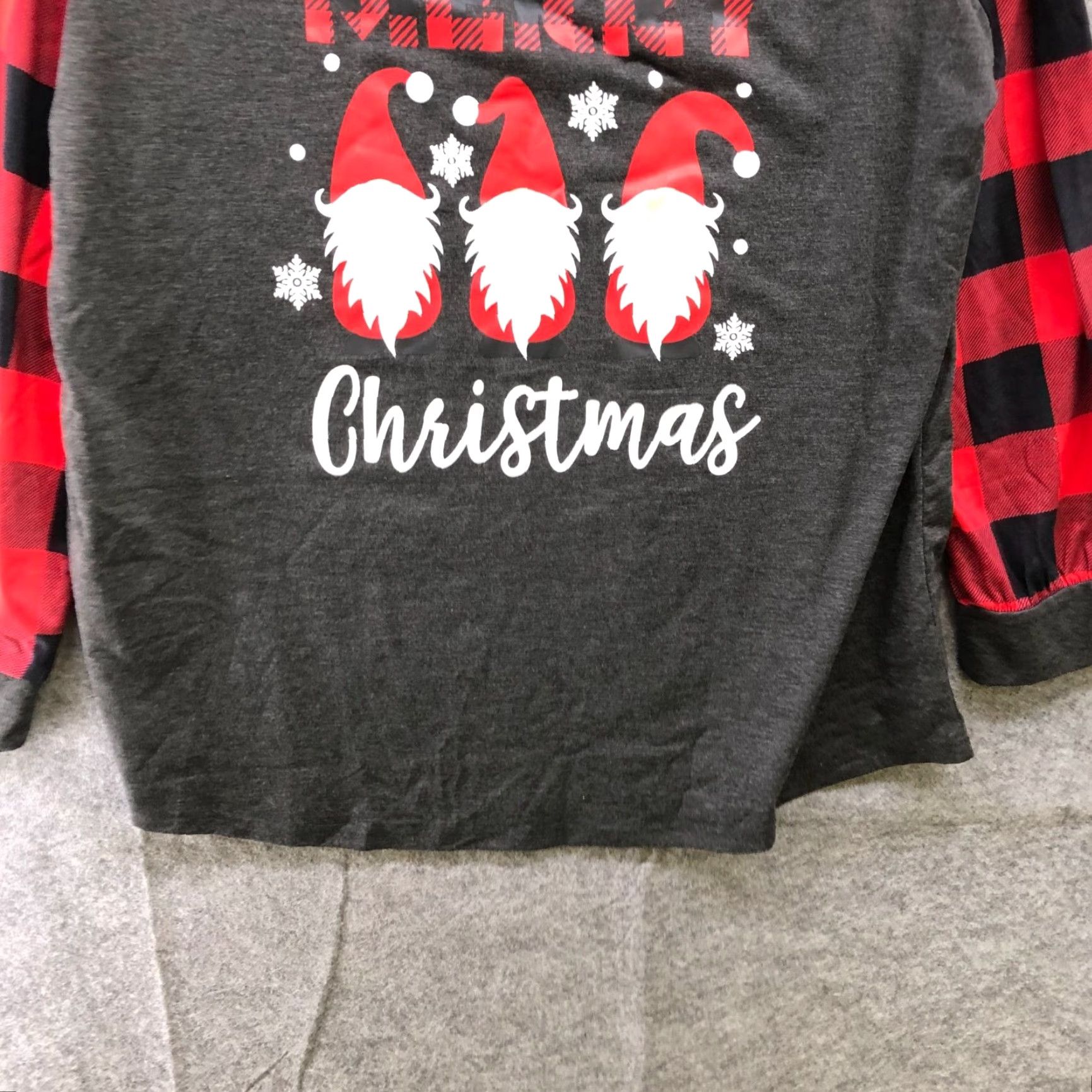 Vintage NWT Leo Rosi Gray Merry Christmas Santa Graphic Lounge Pajama Top XXL Womens Christmas Holiday Shirt Size XXL / US 16-18 / IT 52-54 - 5 Thumbnail