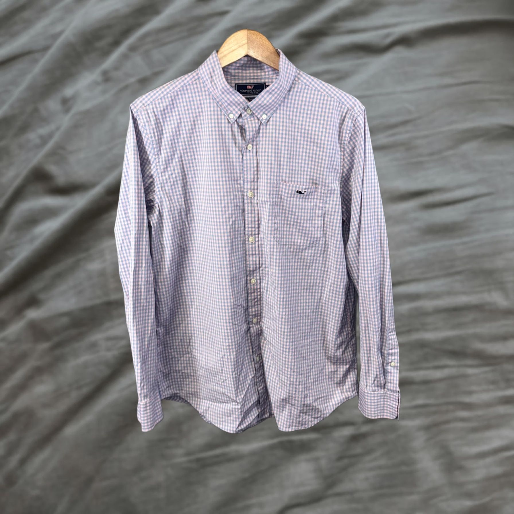 Vineyard Vines Vineyard Vines Shirt Mens Large Blue Pink Gingham Check Slim Fit Tucker Stretch Size US L / EU 52-54 / 3 - 1 Thumbnail
