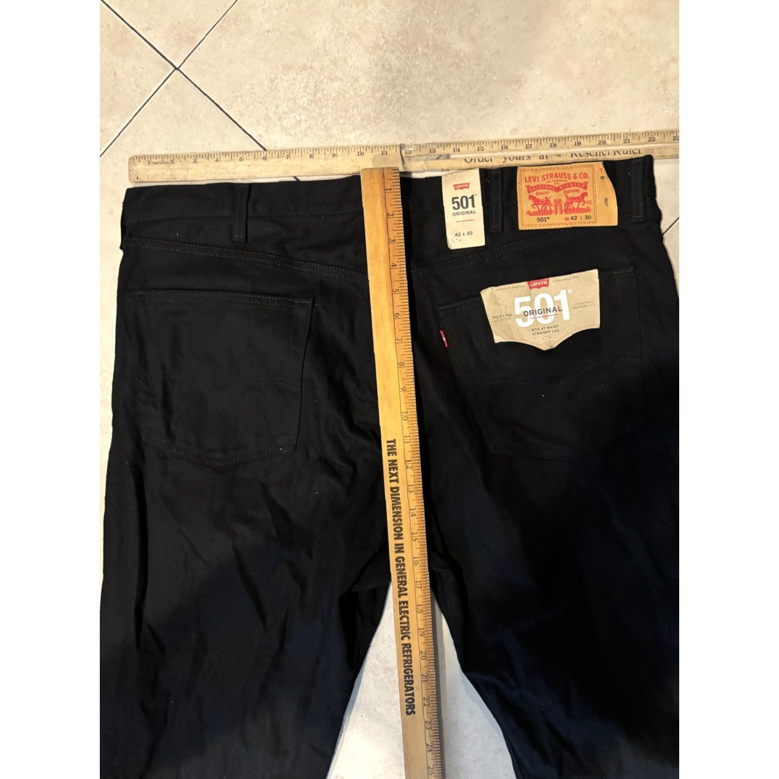 Levi's VINTAGE Levi's 501 Jeans Mens 42x30 Black High Rise Straight Button Fly Denim Straight Mens Black 501 Original Size US 42 / EU 58 - 6 Thumbnail