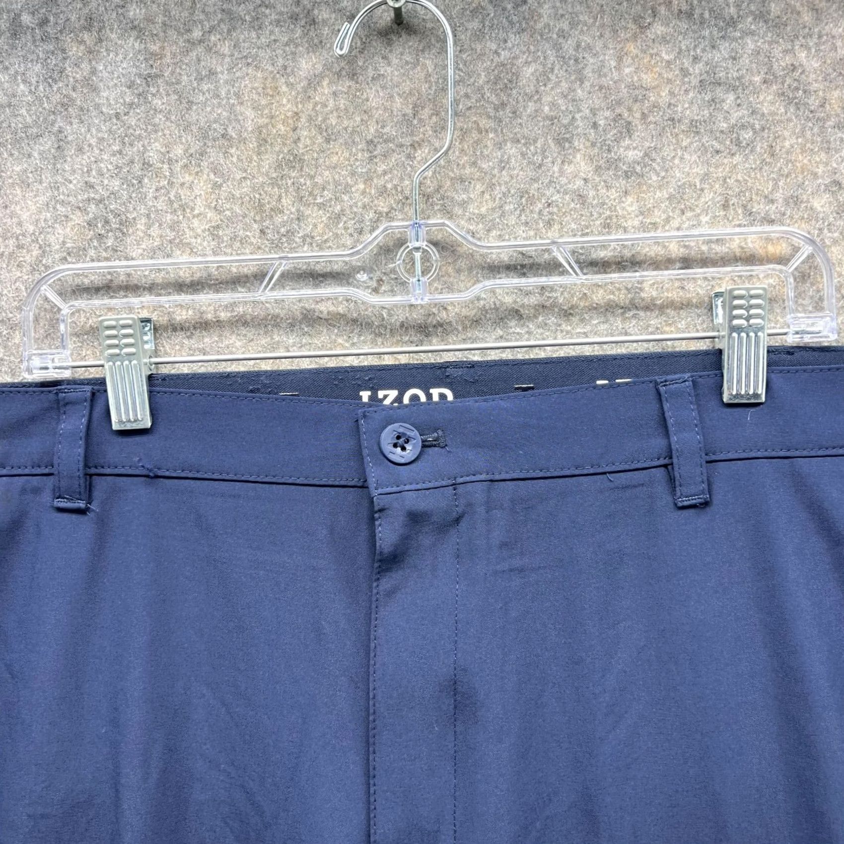 Izod IZOD Pants Men 40x29 Adult Blue Navy Chino Pleated Casual Polyester Size US 40 / EU 56 - 4 Thumbnail