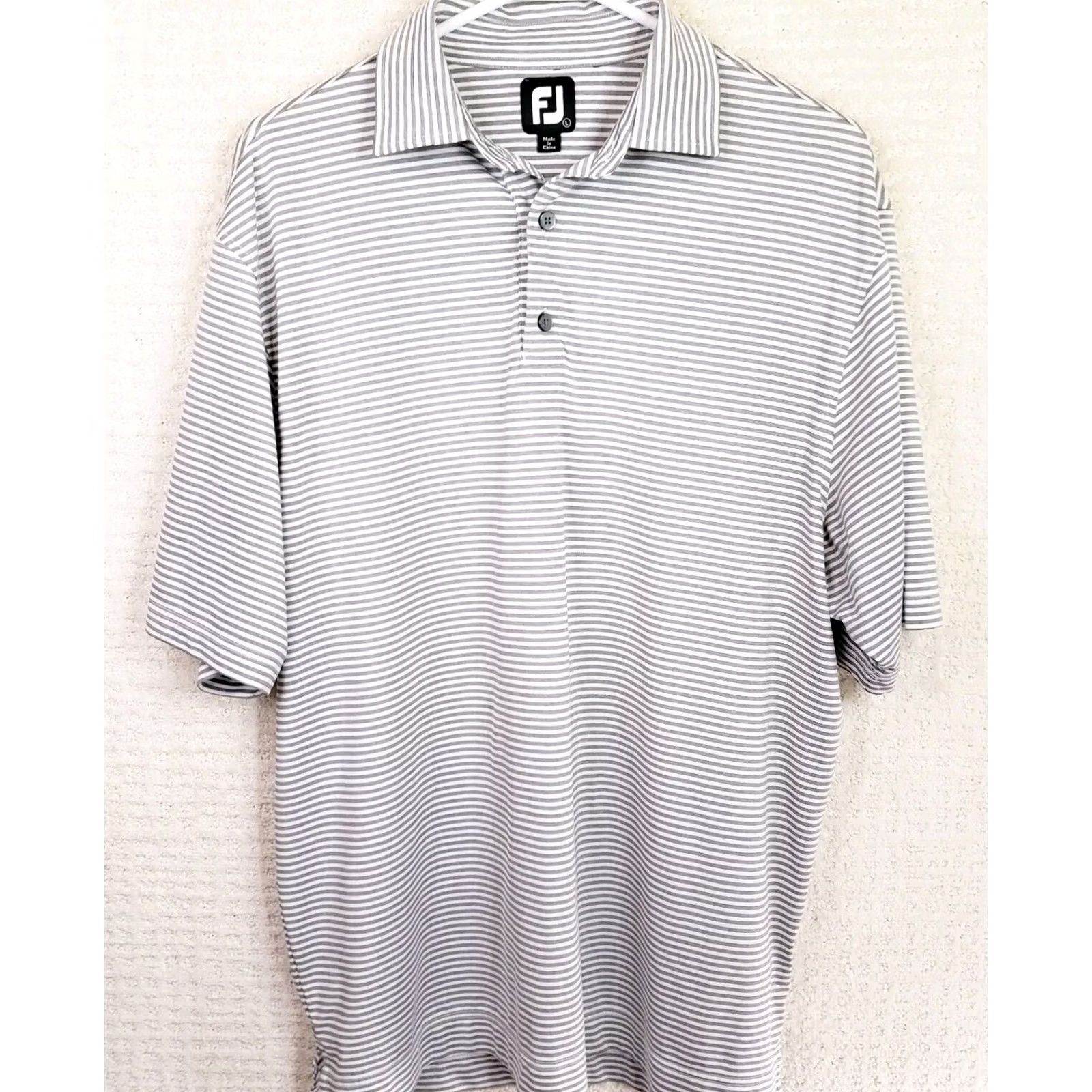 Footjoy FootJoy Golf Polo Shirt Mens Large Striped Gray White Short Sleeve Casual Size US L / EU 52-54 / 3 - 2 Thumbnail