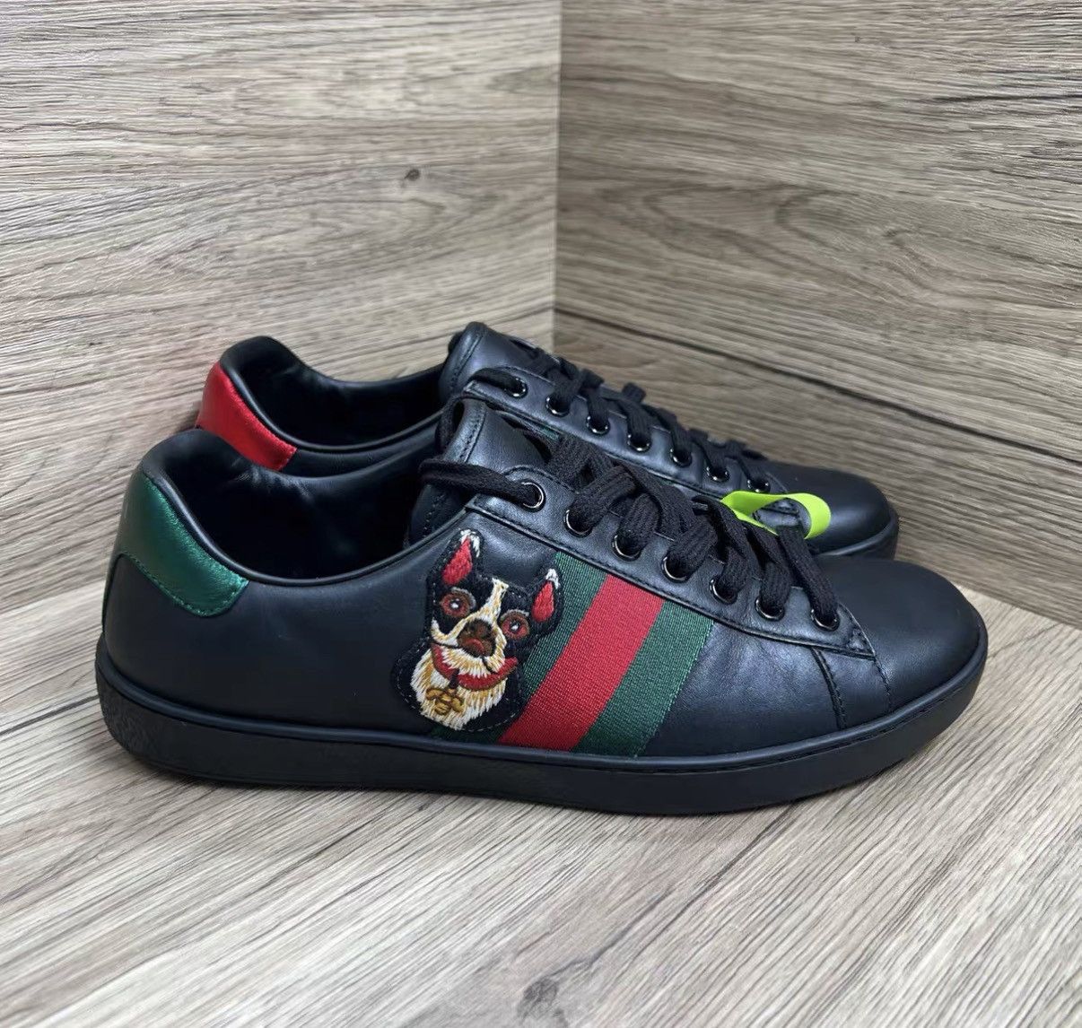 Gucci Gucci ACE Black Dog Head Sneakers J41 Size US 7.5 / EU 40-41 - 2 Thumbnail