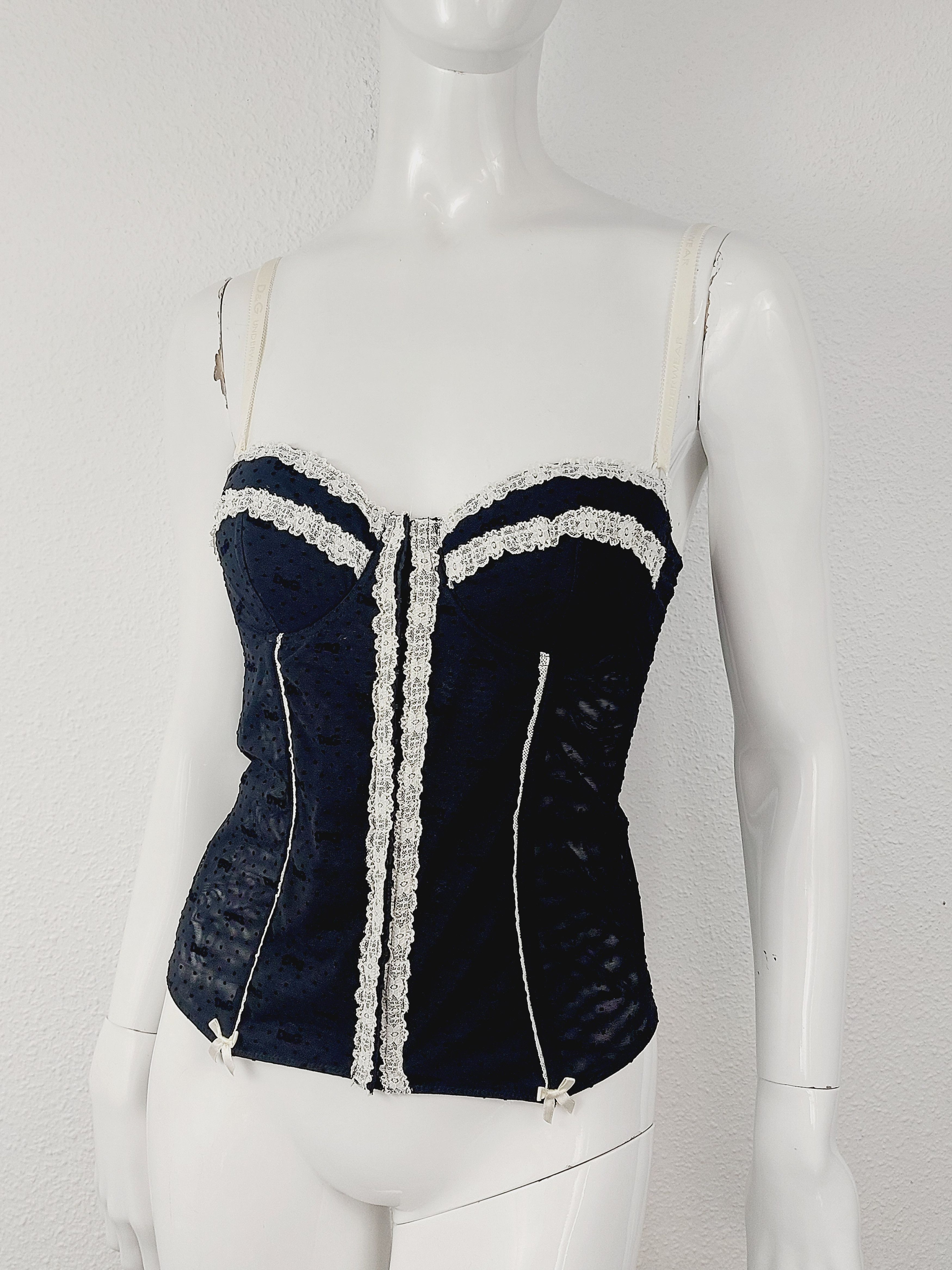 Dolce & Gabbana Dolce and Gabbana D&G Logo Net Mesh Ribbon Bustier Corset Size S / US 4 / IT 40 - 4 Thumbnail