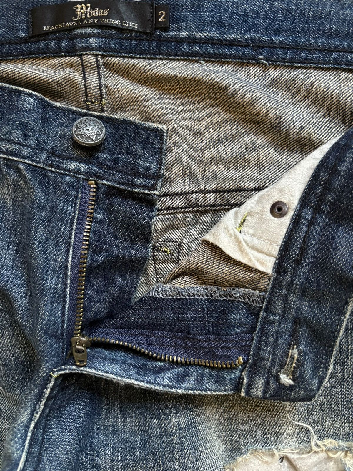 Japanese Brand Vintage Japanese MIDAS Mud Wash Distressed Flare Jeans Size 32" / US 10 / IT 46 - 10 Thumbnail