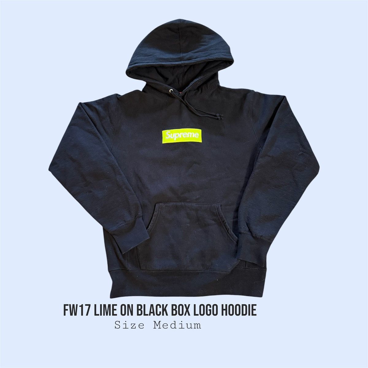 Supreme FW17 Lime Box Logo Hoodie Size US M / EU 48-50 / 2 - 1 Thumbnail