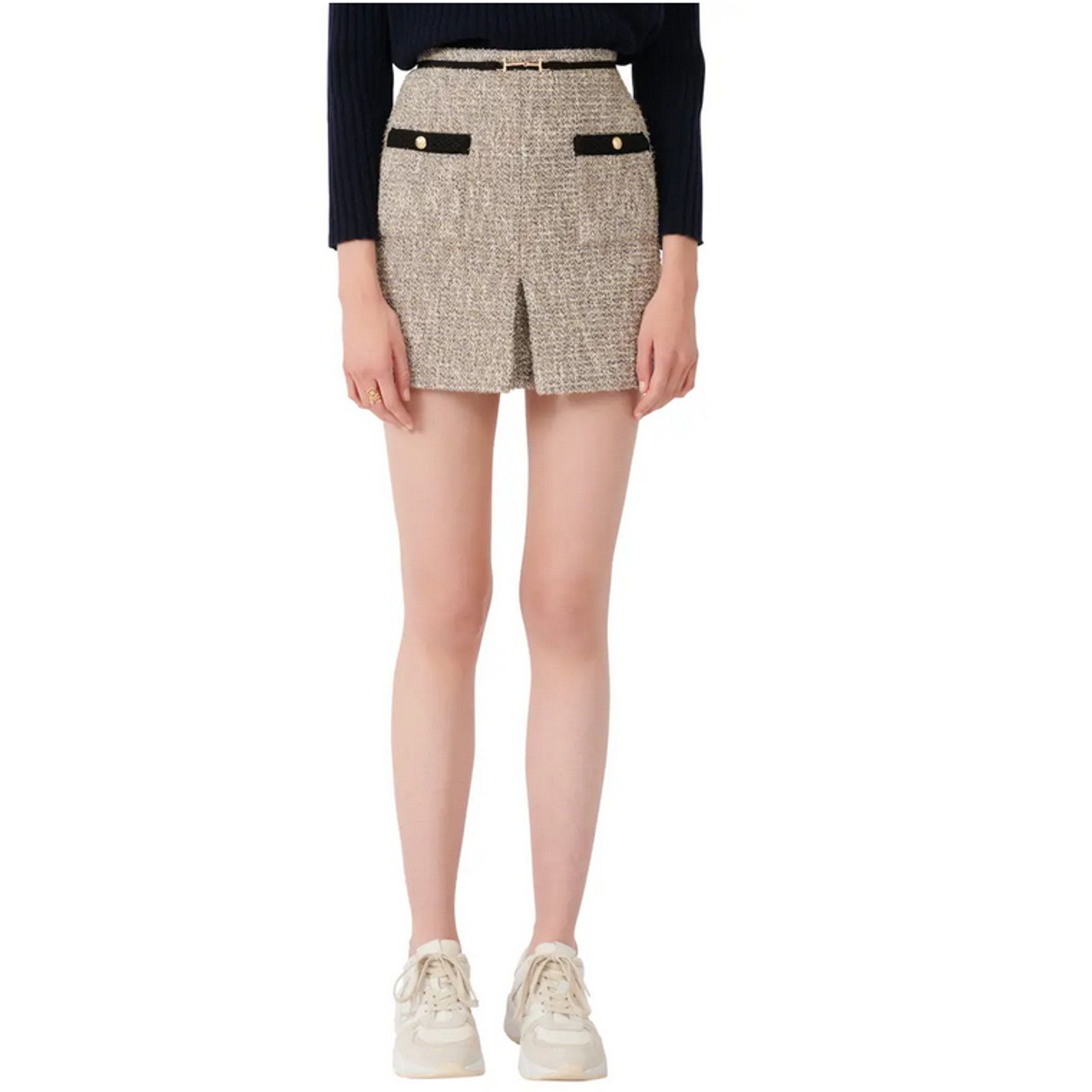 Maje maje Metallic Woven Miniskirt Silver Size 40 (8 US) Size 30" / US 8 / IT 44 - 1 Thumbnail