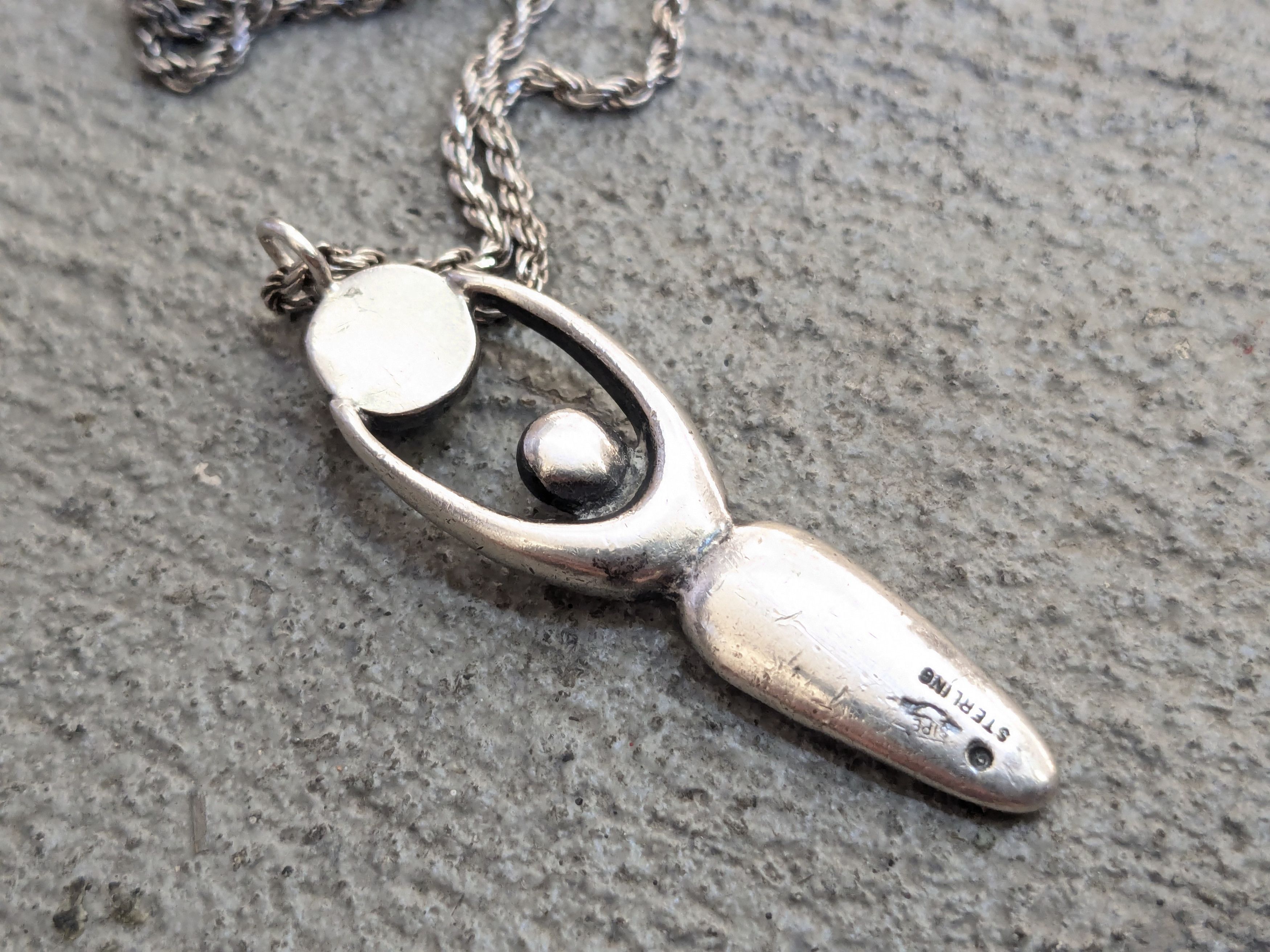 Sterling Silver Vintage Sterling Silver Necklace Garnet Earth Goddess 30" Size ONE SIZE - 3 Thumbnail