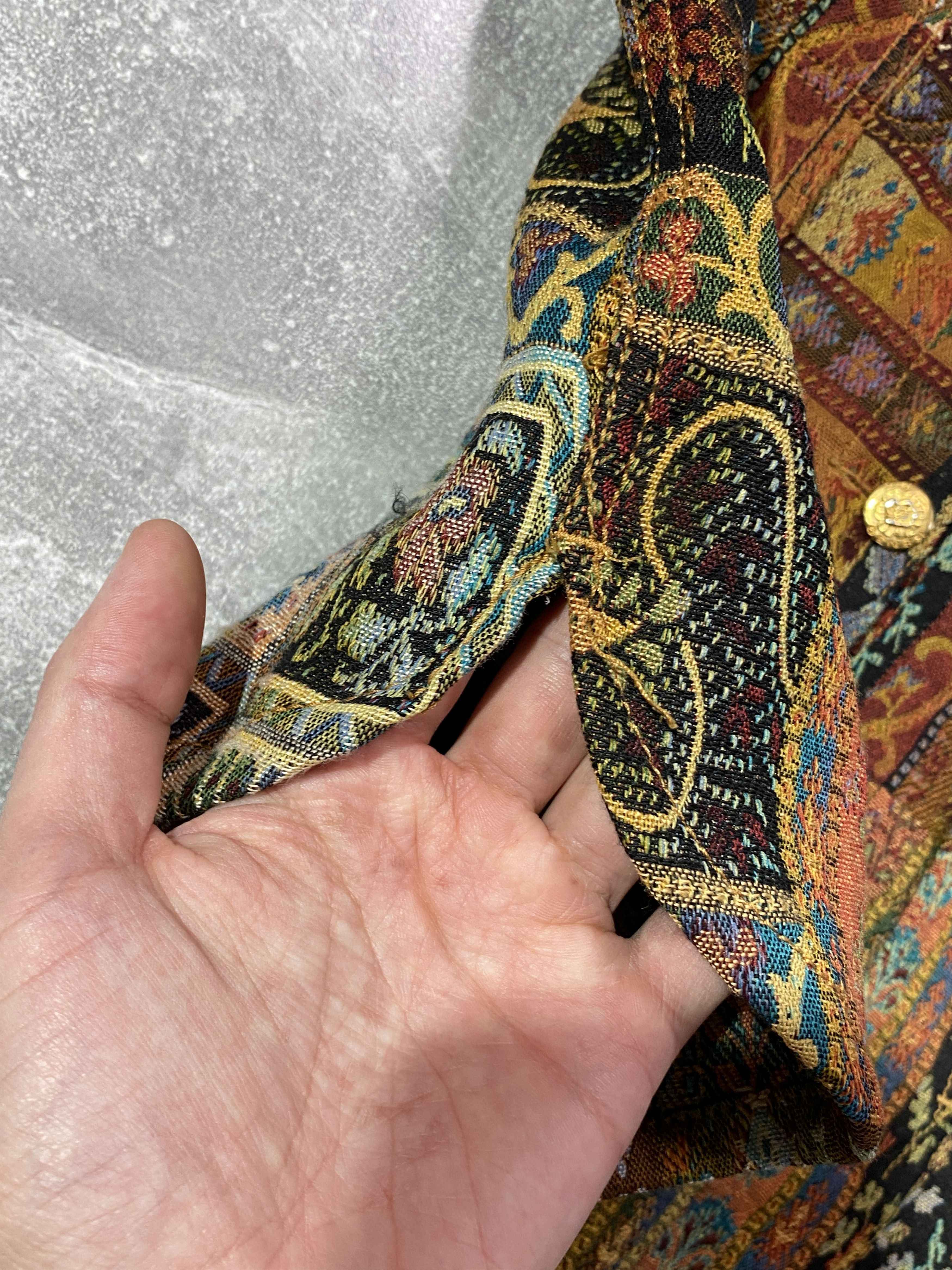 Kenzo Vintage 80s KENZO Tapestry Boho Patchwork Blazer Coat Flora Size L / US 10 / IT 46 - 4 Thumbnail