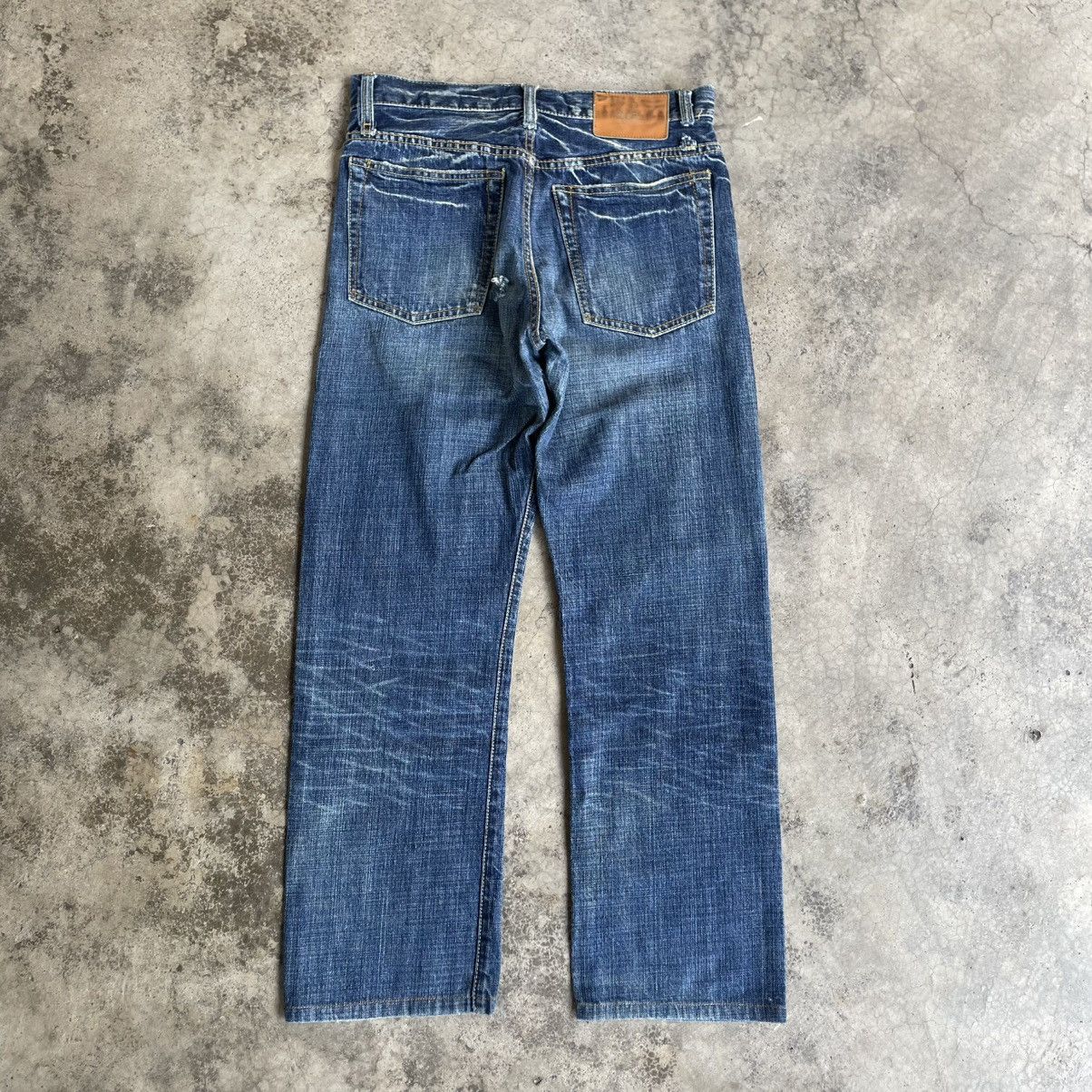 Japanese Brand 🔥🇯🇵Le-Model Stoned Washed Ripped Distress Selvedge Denim Jean Size US 31 - 4 Thumbnail