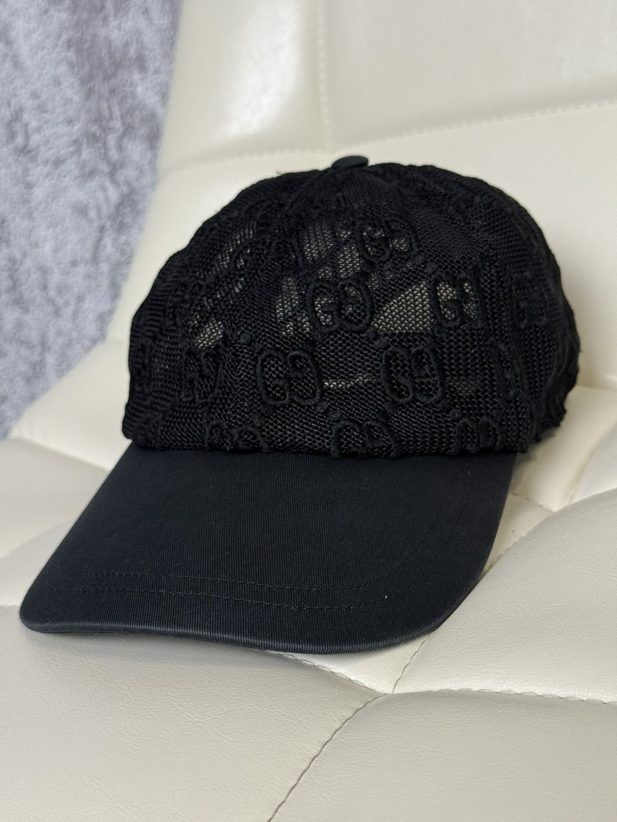 Gucci Gucci GG Monogram Mesh Baseball Cap Hat Black Adjustable Size ONE SIZE - 6 Thumbnail