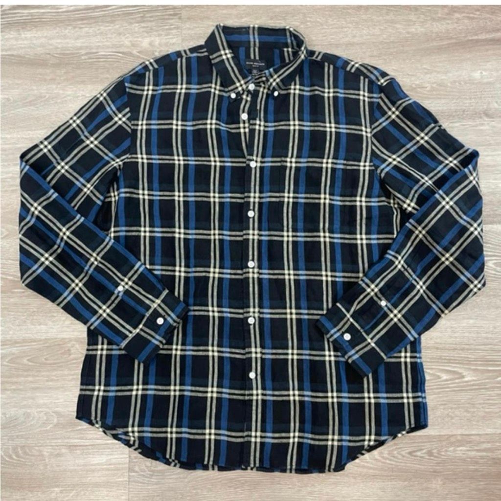 Club Monaco Club Monaco Black Multi Long Sleeve Plaid 100% Linen Button Up Shirt Mens Medium Size US M / EU 48-50 / 2 - 5 Thumbnail