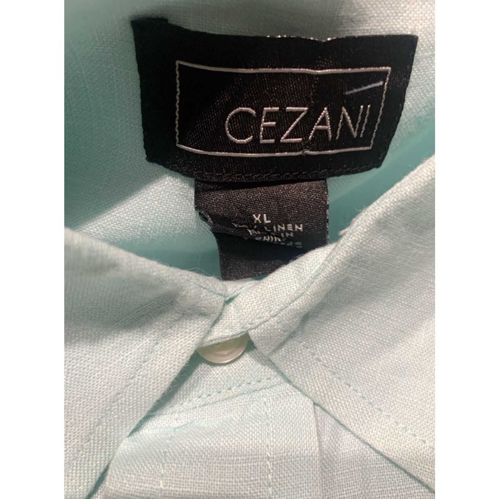 Vintage VINTAGE Cezani Linen Button-Up Shirt Mint Green XL Short Sleeve Mens Size US XL / EU 56 / 4 - 6 Thumbnail
