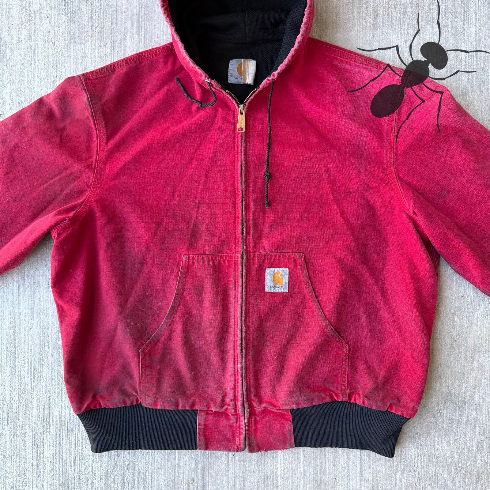 Carhartt × Vintage Carhartt JR100 red hooded work wear jacket Size US L / EU 52-54 / 3 - 3 Thumbnail