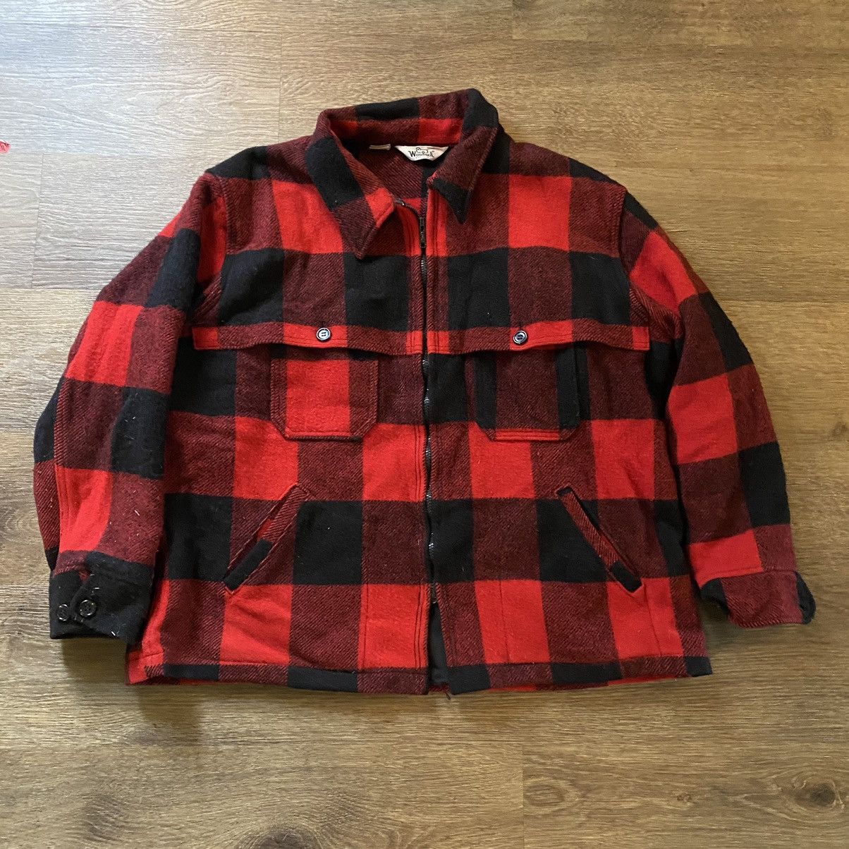 Vtg Woolrich Plaid Zip Up Jacket