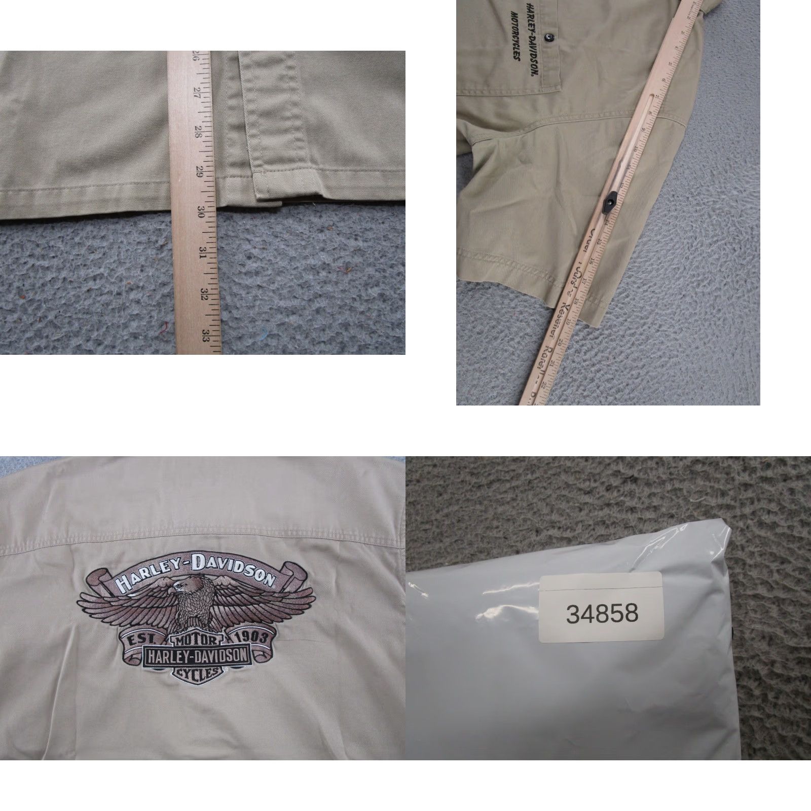 Harley Davidson Harley-Davidson Button Up Embroidered Short Sleeve Logo Biker XL Shirt Mens Casual Cotton Beig​e Embroidered Pockets Button-Down Collared Vintage No Size US 36 / EU 52 - 8 Thumbnail