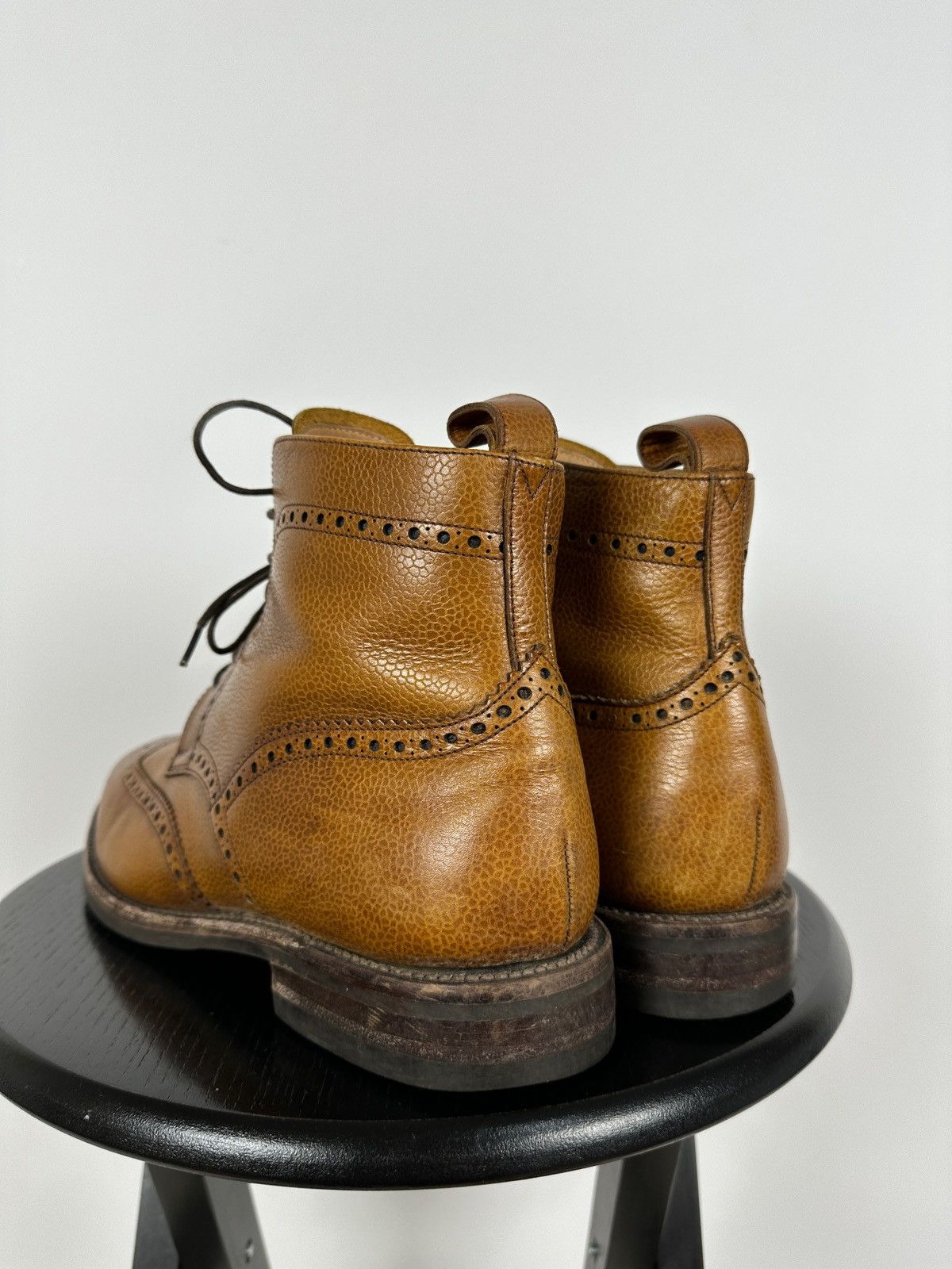 Loake Loake George Brown Leather Derby Brogue Boots Shoes Size US 10 / EU 43 - 4 Thumbnail