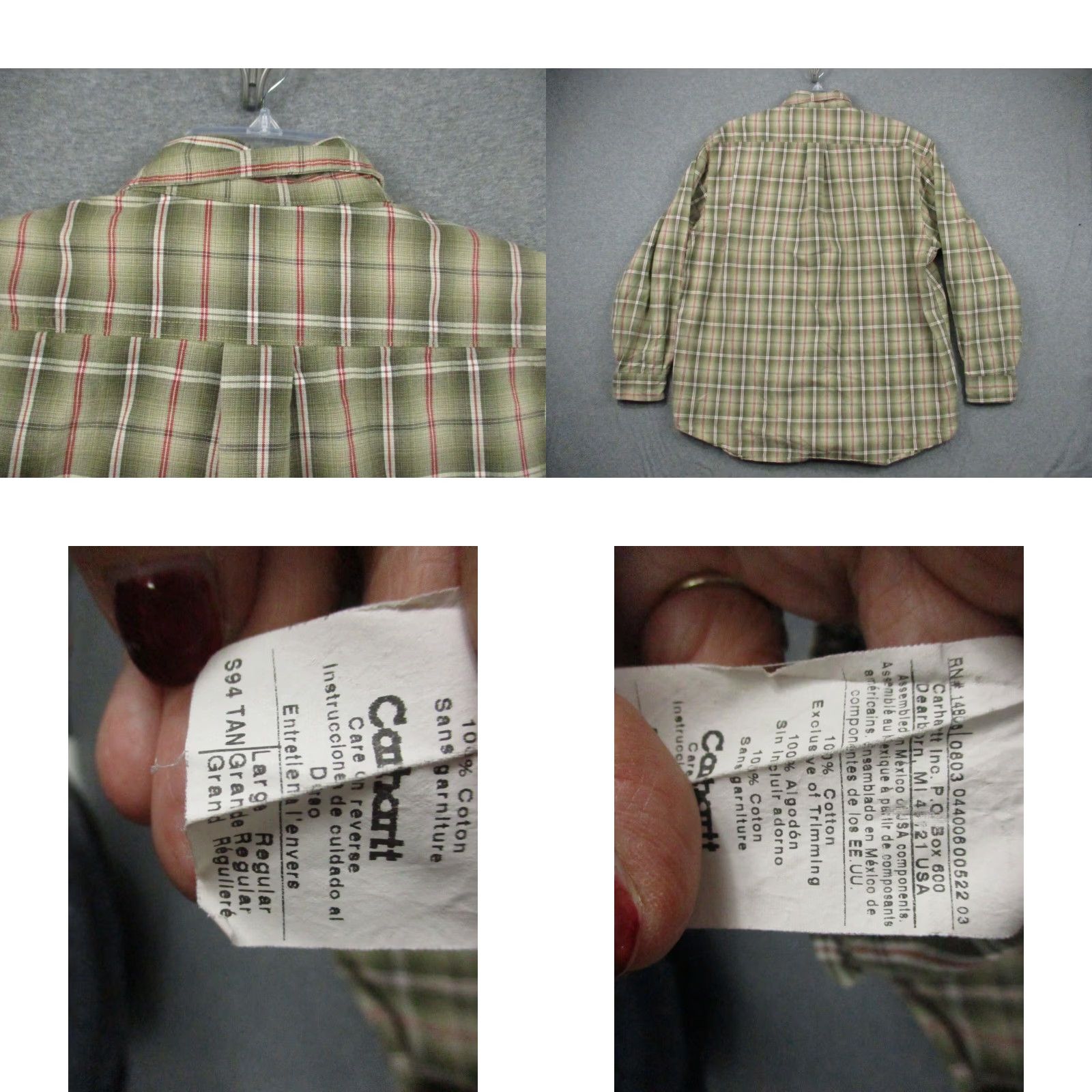 Carhartt Carhartt Shirt Long Sleeve Flannel Red Plaid Brown Men Large Relaxed Fit Button-Up Outdoor Pockets 90s Theme Mens Size US L / EU 52-54 / 3 - 8 Thumbnail
