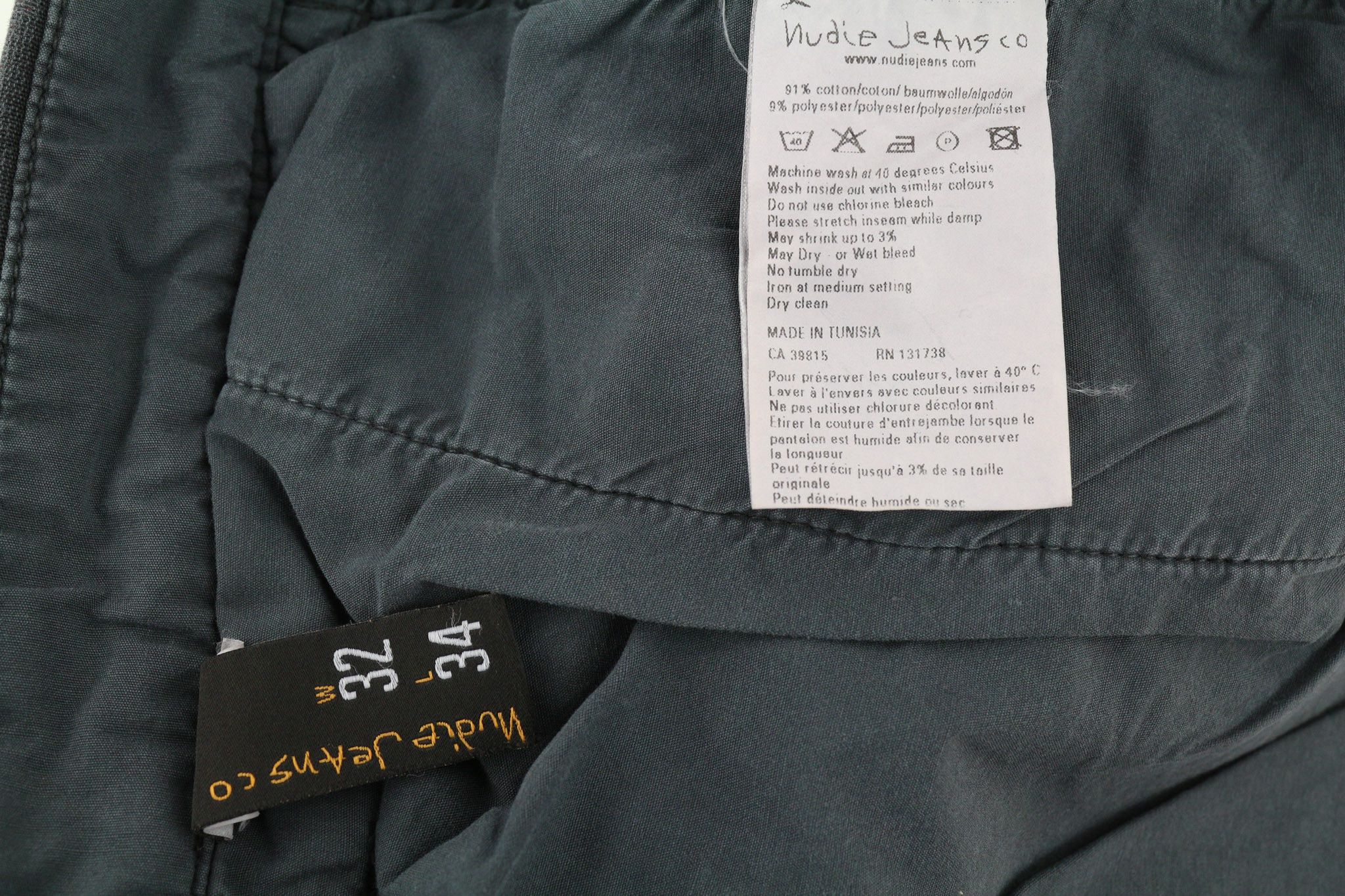 Nudie Jeans KHAKI W32/L34 Regular Fit Cotton Stretch Black 80614 Size US 32 / EU 48 - 6 Thumbnail