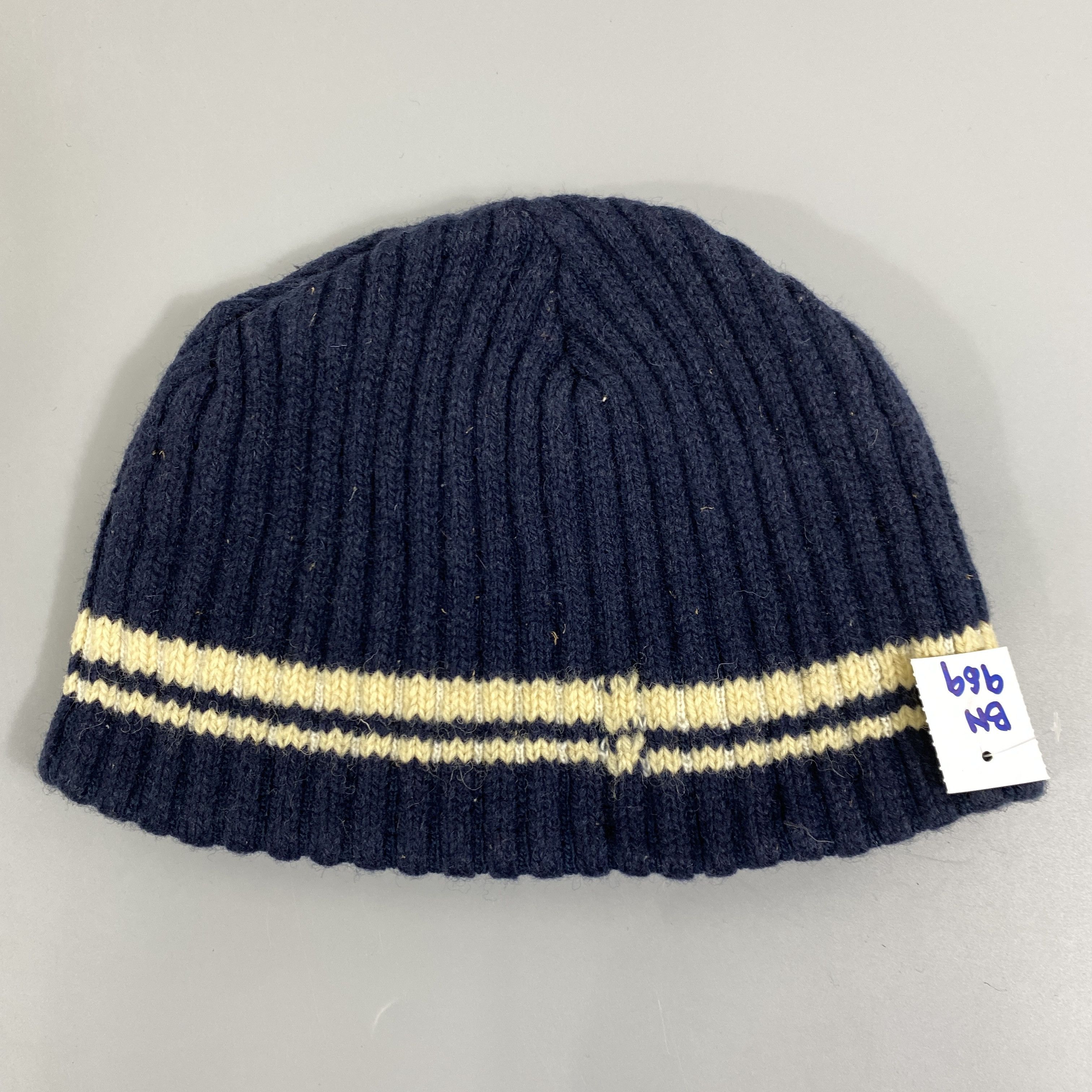 Japanese Brand GB White Lined Beanie Hats -BN969 Size ONE SIZE - 6 Thumbnail