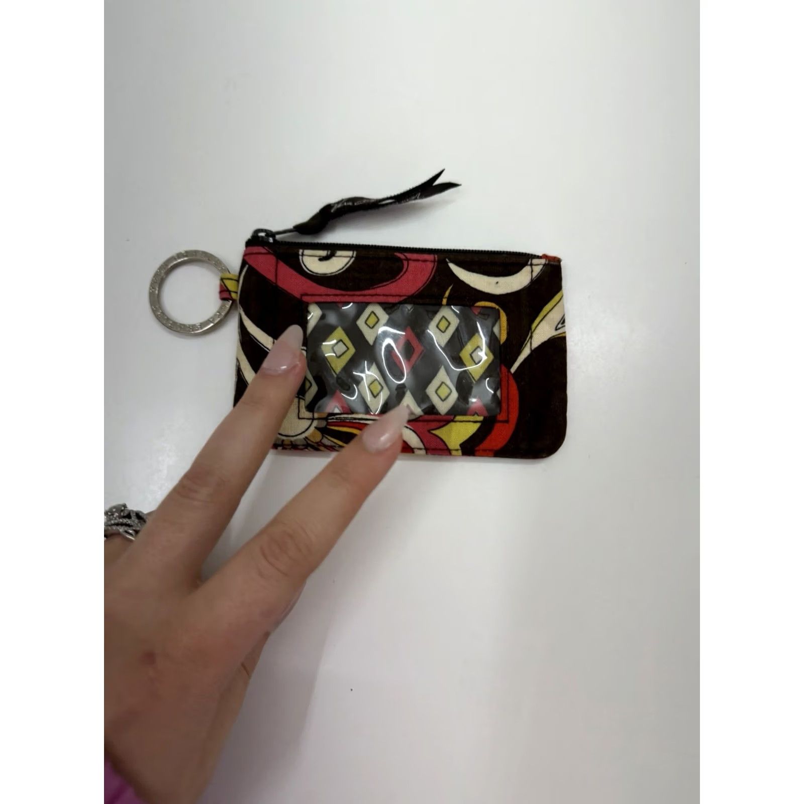 Vera Bradley Vera Bradley Wallet Zip ID Brown Floral Quilted Rectangular Key Ring Women Size ONE SIZE - 8 Thumbnail