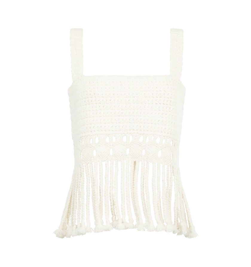 Gabriela Hearst o1h1sh11225 Lilea Crochet Top in White Size S / US 4 / IT 40 - 1 Thumbnail