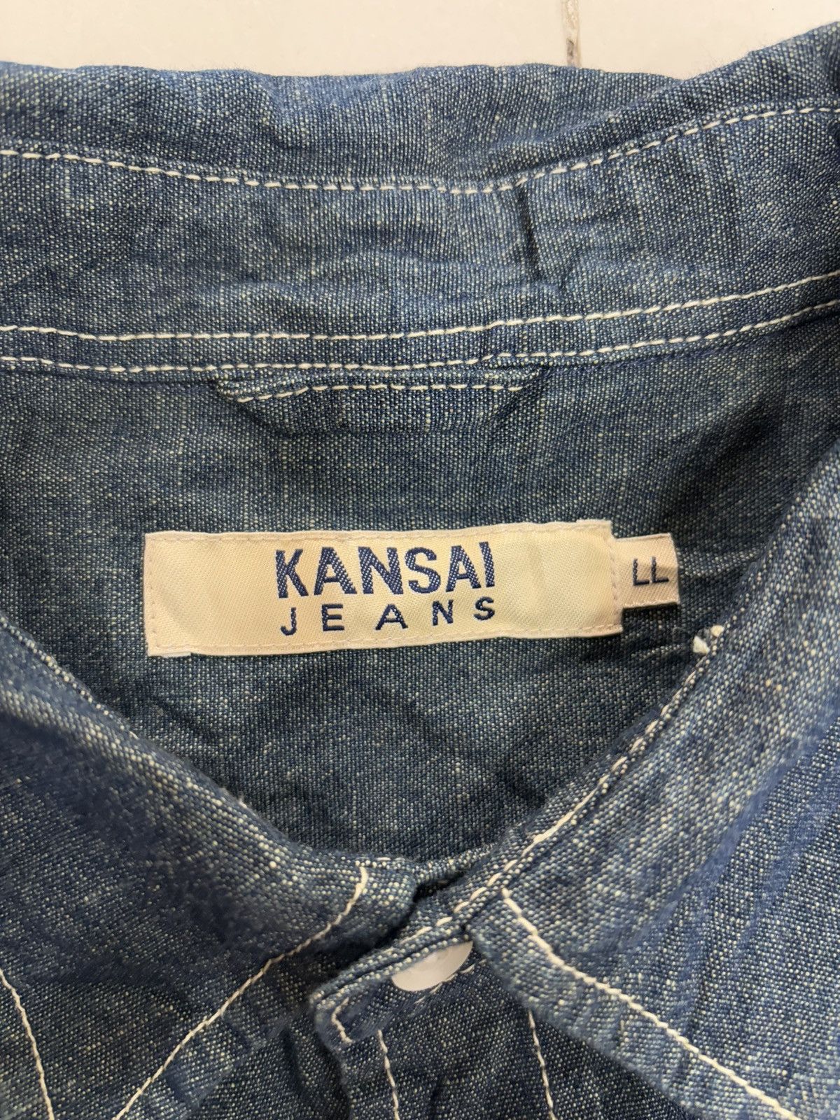 Japanese Brand × Kansai Yamamoto × Vintage Vintage Kansai Yamamoto denim shirt Workwear Size US L / EU 52-54 / 3 - 3 Thumbnail