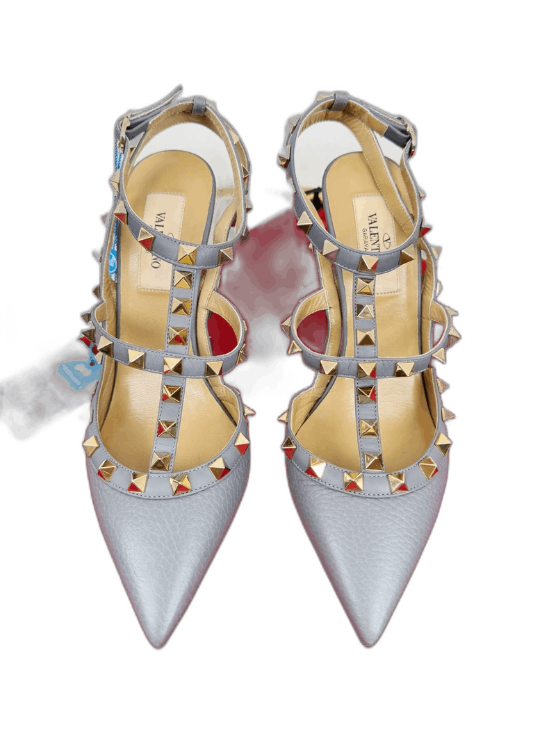 Valentino Valentino Gray High Heels with Studded Details Size US 6 / IT 36 - 1 Thumbnail