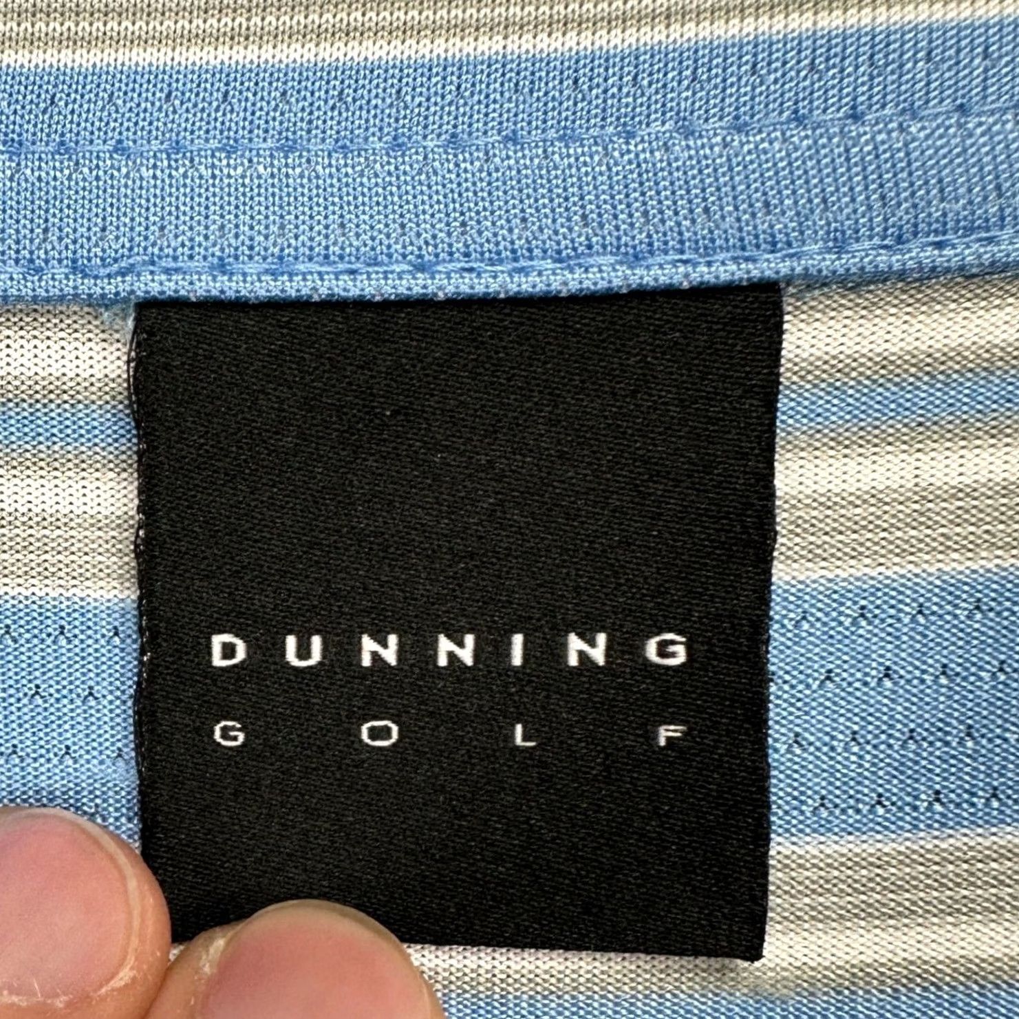 Vintage Dunning Golf Mens Polo Shirt XL Light Blue Gray Stripe Short Sleeve Rugby Logo Size US XL / EU 56 / 4 - 4 Thumbnail