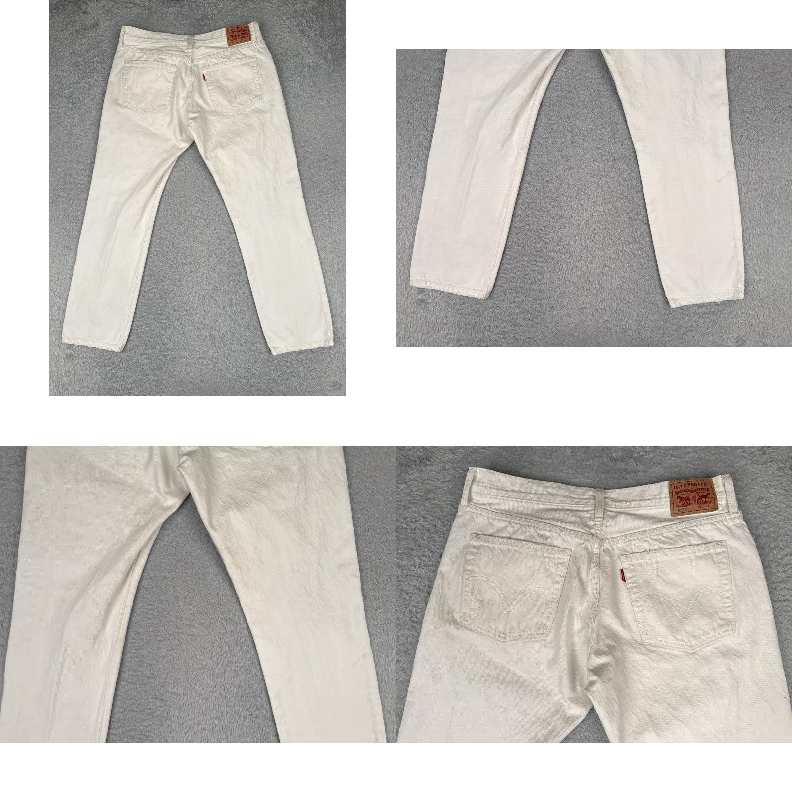 Levi's Levi's 501 CT Jeans Womens W30 L32 High Rise Distressed White 100% Cotton Regular Tapered Jeans - Levi's 500 Series 501 CT Womens Clothing Size 30" / US 8 / IT 44 - 10 Thumbnail