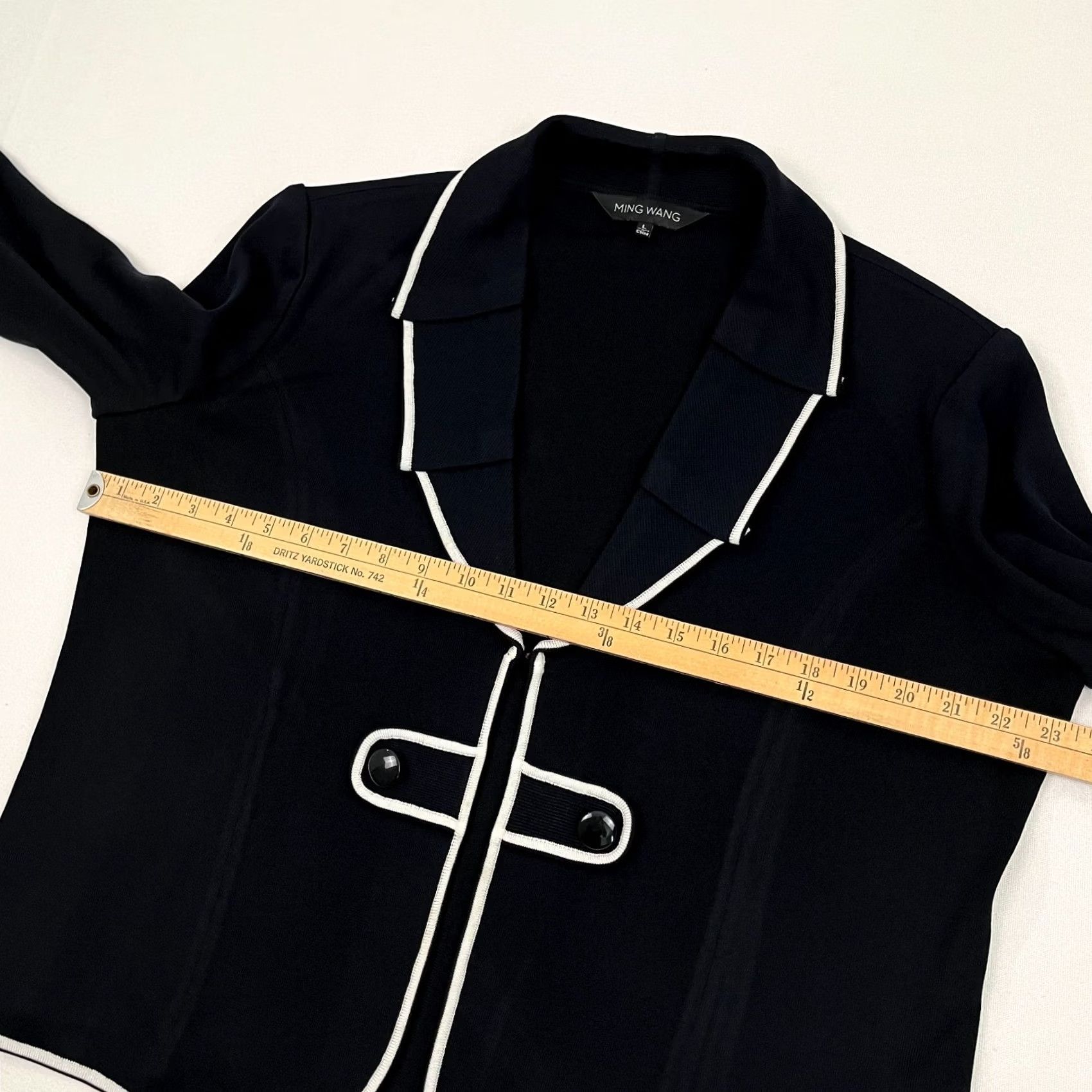 Vintage VINTAGE Ming Wang Blazer Jacket Womens L Black White Piped Contrast Trim Academia Prep Size L / US 10 / IT 46 - 4 Thumbnail