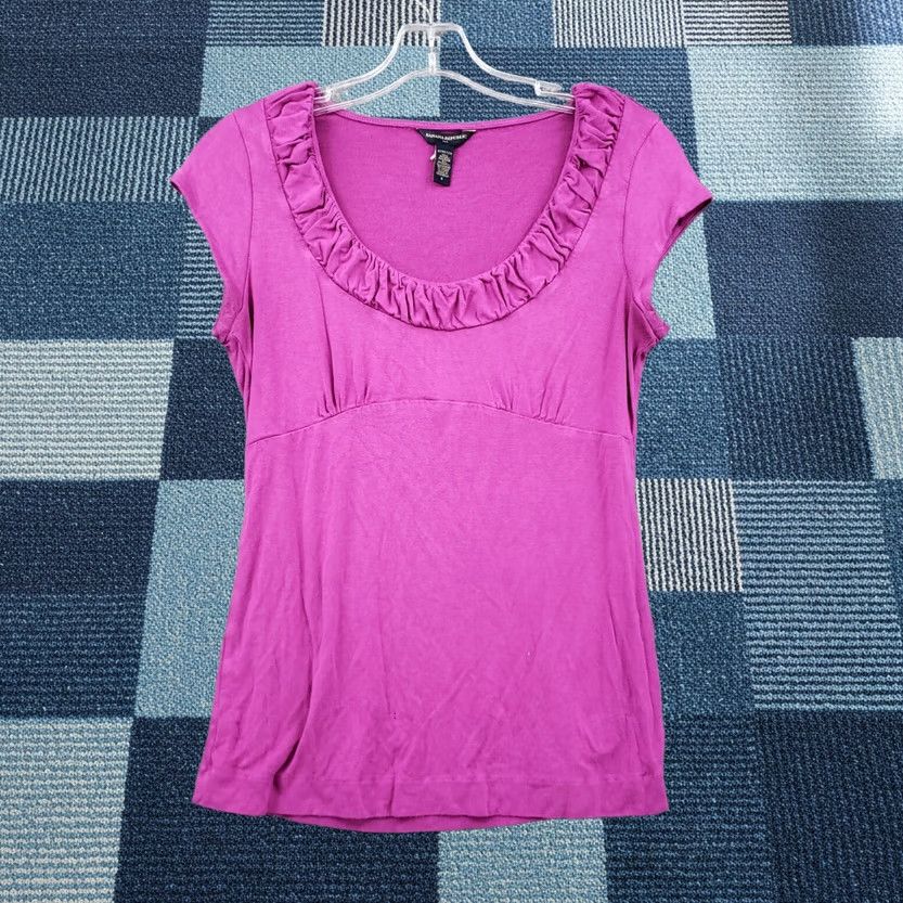 Banana Republic Banana Republic Blouse Womens Small Pink Ruched Peplum Stretch Rayon Blend Size S / US 4 / IT 40 - 1 Thumbnail