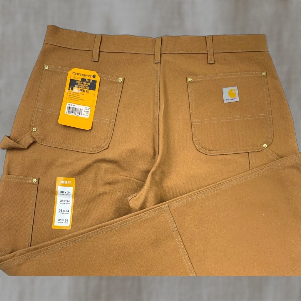 VINTAGE Carhartt Workwear Pants Men 38x34 Brown Relaxed Fit Canvas Workwear 90s USA