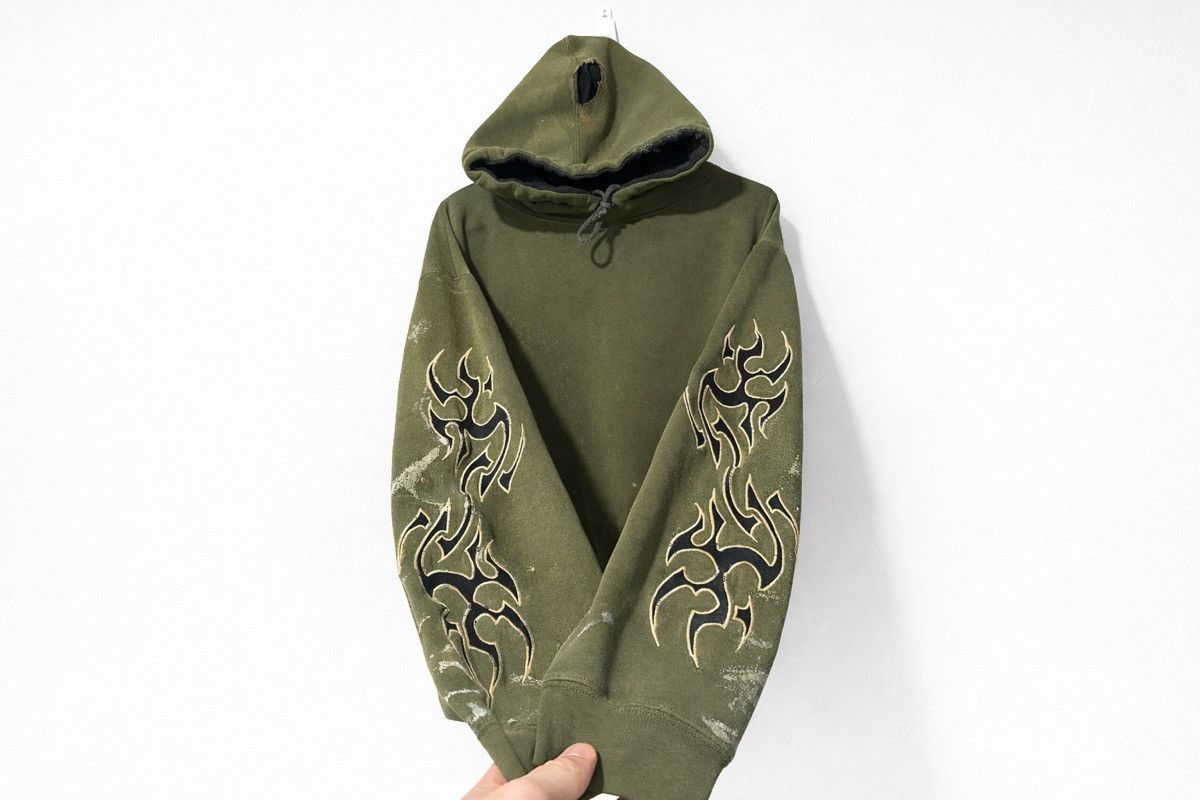Vintage Vintage Faded Thrashed Paint Green Tribal Hoodie Size US XL / EU 56 / 4 - 1 Thumbnail