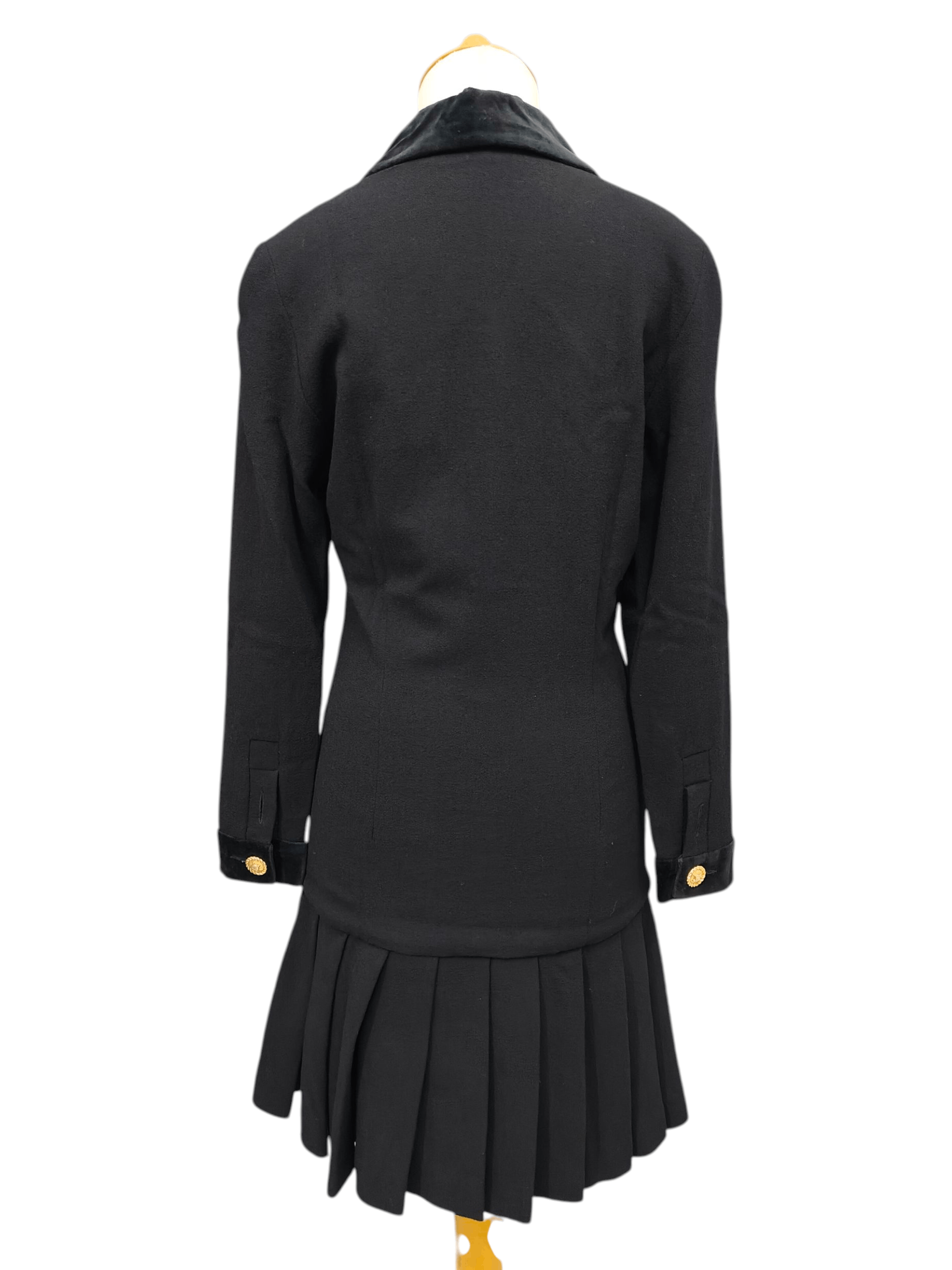 Celine 80s Celine- Archive Trompe L’Oeil Tailoring Wool Velvet Trim Size M / US 6-8 / IT 42-44 - 4 Thumbnail