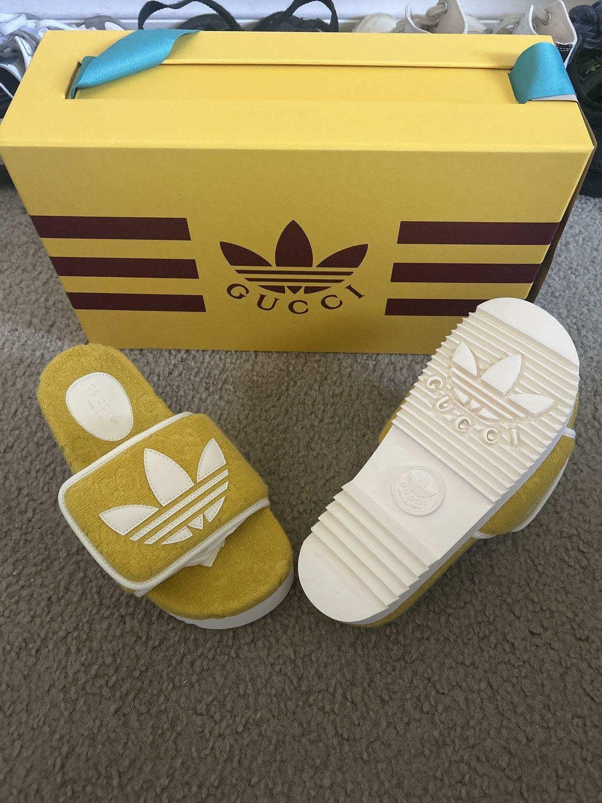 Adidas × Gucci Adidas x Gucci Wmns GG Platform Sandal Yellow Cotton Sponge Size US 6.5 / IT 36.5 - 3 Thumbnail