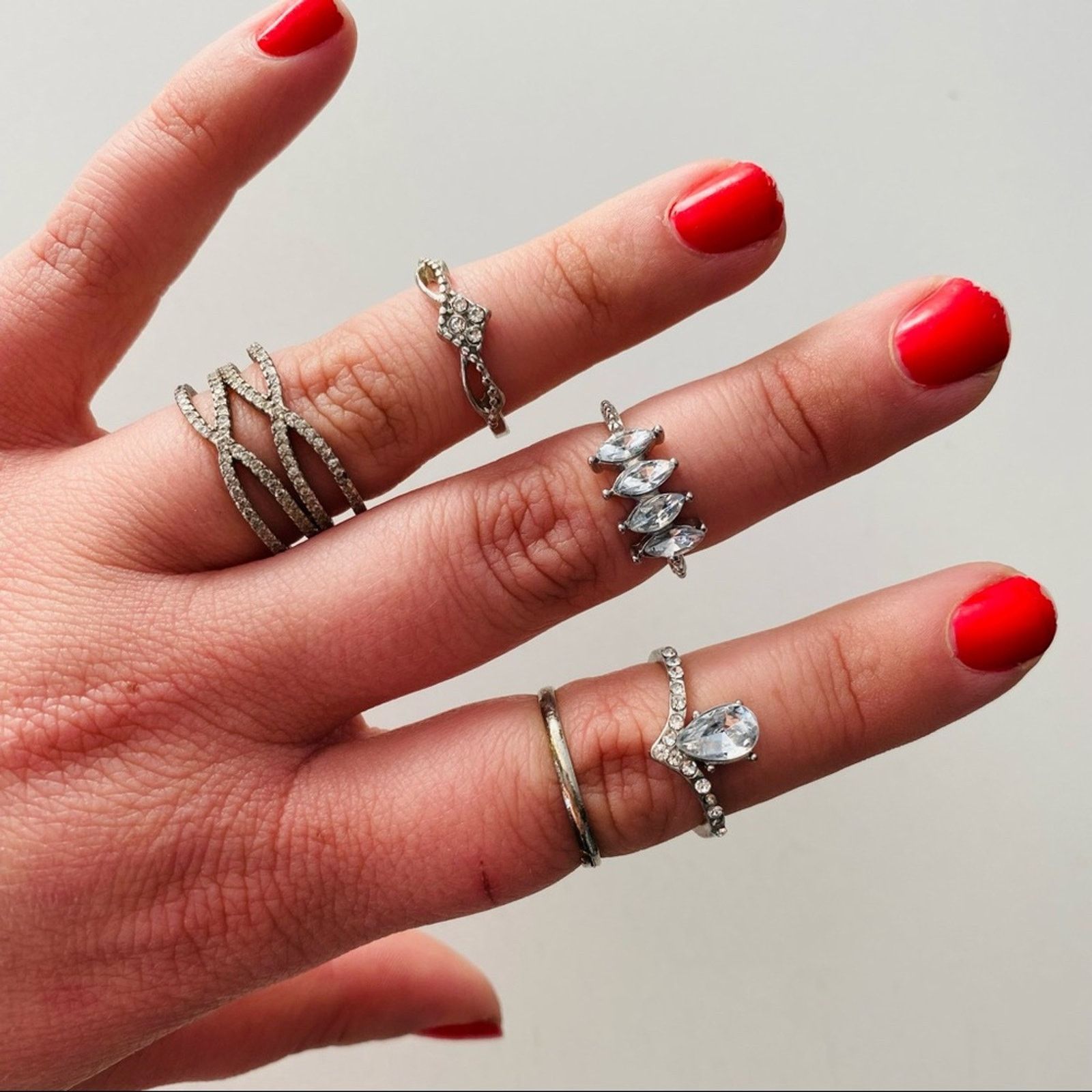 Nordstrom NORDSTROM Silver Band Stone Retro Vintage Ring Jewelry Set Size ONE SIZE - 1 Thumbnail