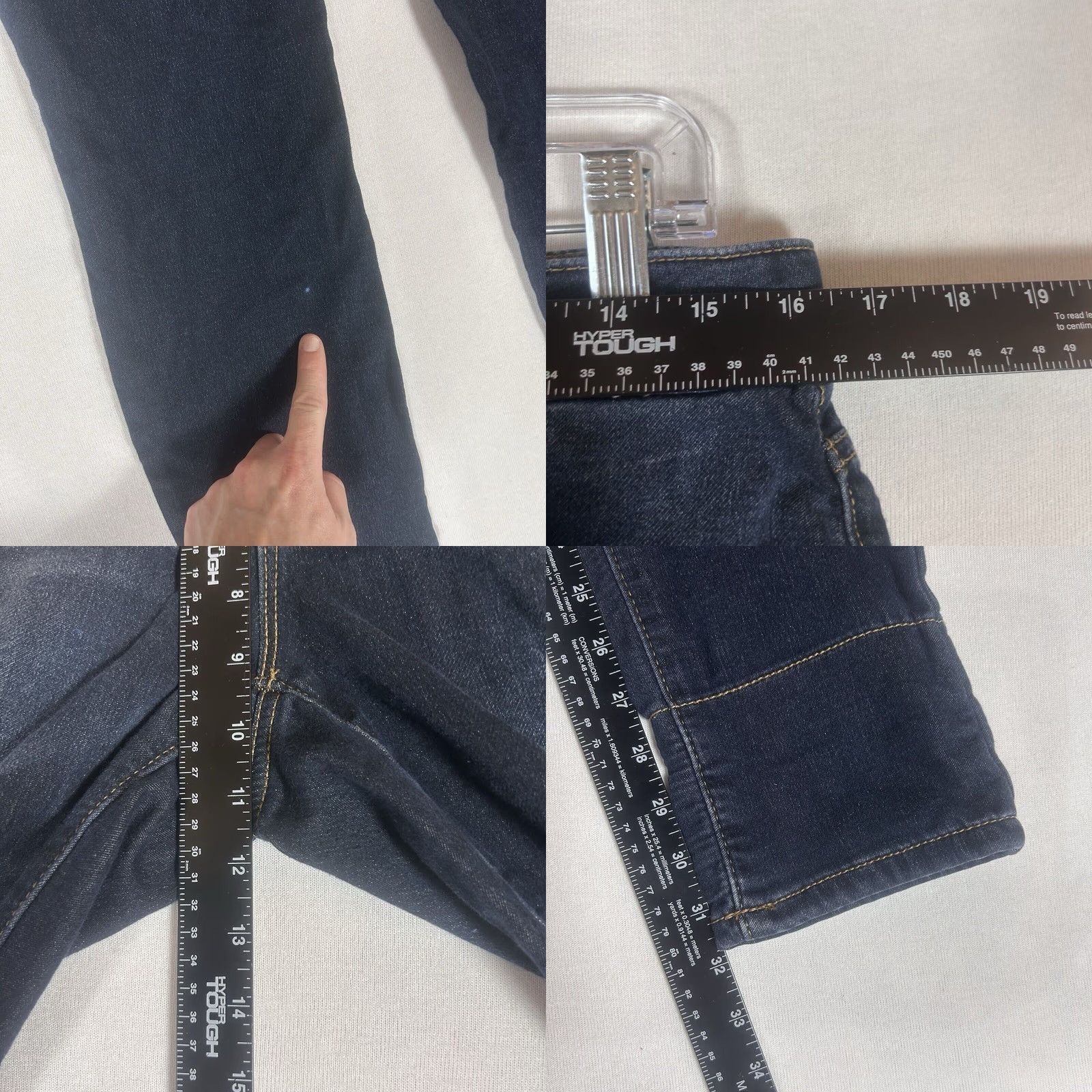 Vintage Maurices M Jeans Womens M-Reg Mid Rise Plaid Cuffs Skinny Jeans Blue Denim Size 32" / US 10 / IT 46 - 8 Thumbnail