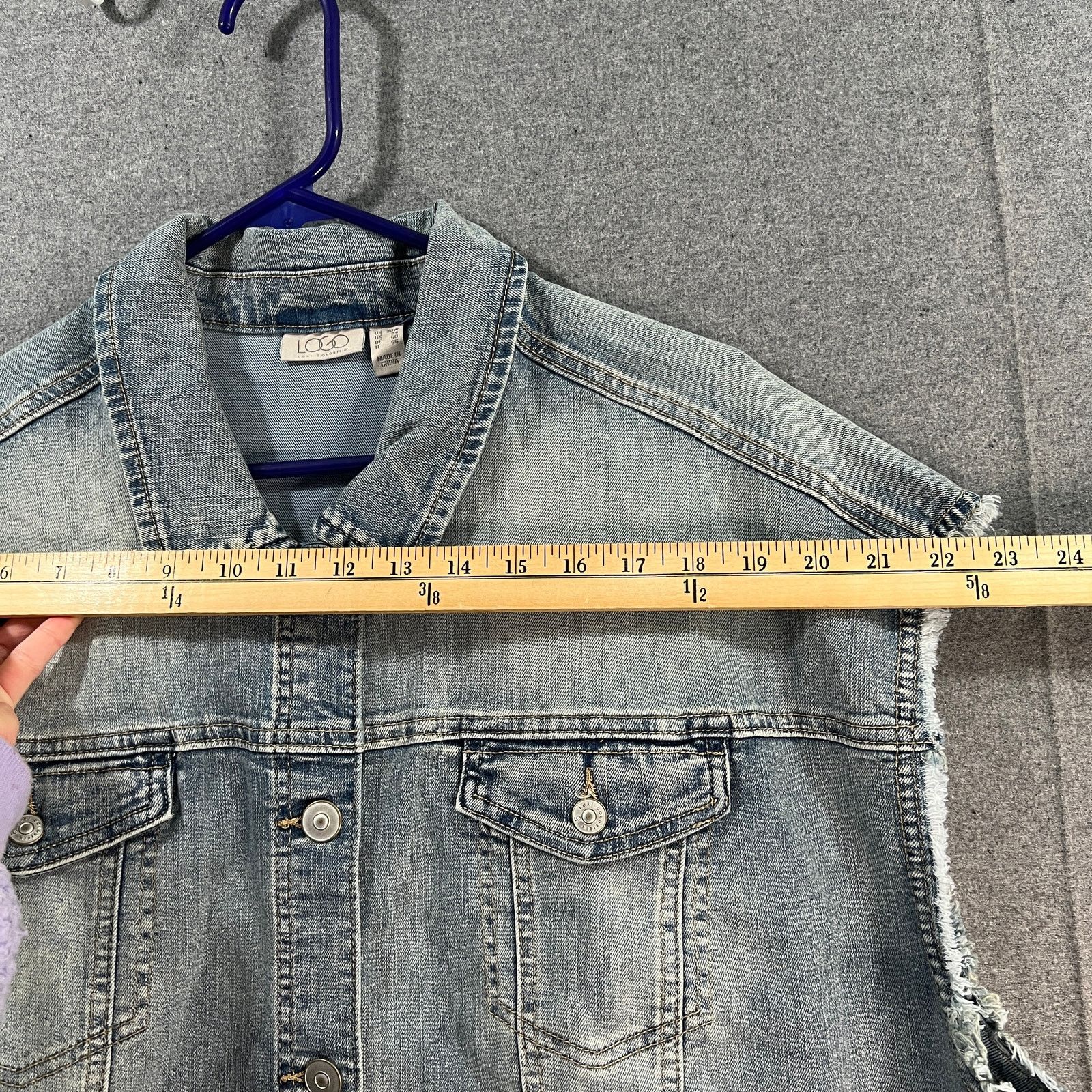 Other LOGO by Lori Goldstein Extended Shoulder Denim Jacket Size 3XL / US 20-22 - 5 Thumbnail