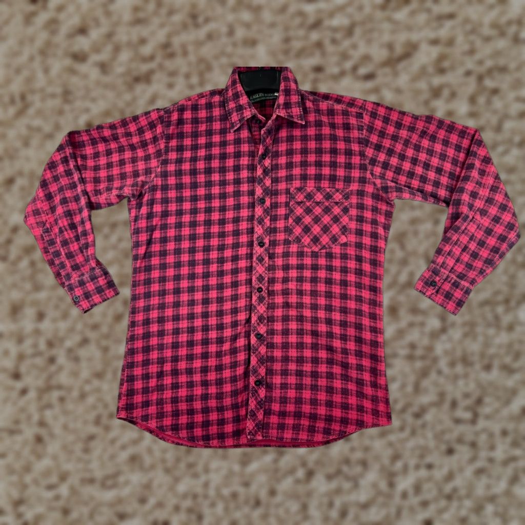 Vintage VINTAGE Eagles Ridge Shirt Men M Pink Plaid 100% Cotton Flannel Pockets Button-Up Decade: 90s Theme: Camping, Outdoor, American Mens Size US M / EU 48-50 / 2 - 1 Thumbnail