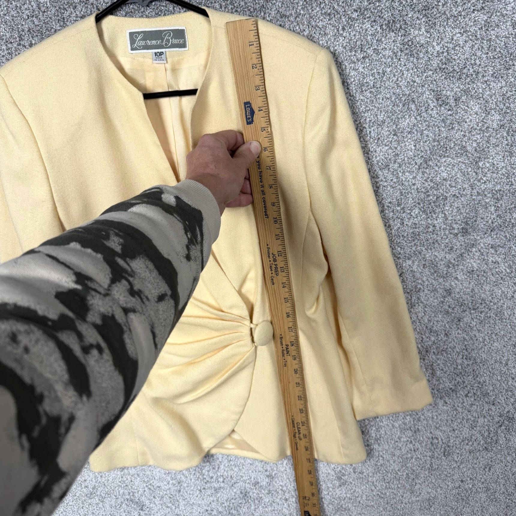 Vintage VINTAGE Laurence Bruce Blazer Jacket Womens 10P Yellow Ruched Pastel 80s 90s Business Formal Size L / US 10 / IT 46 - 2 Thumbnail