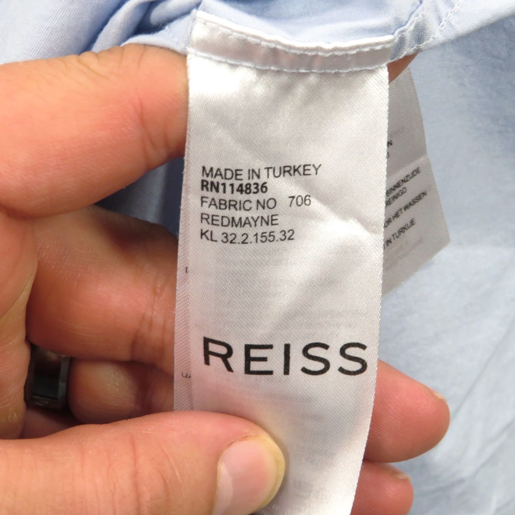Reiss REISS Shirt Men Large Slim Fit Light Blue Short Sleeve Button Up Poplin Redmayne Size US L / EU 52-54 / 3 - 6 Thumbnail
