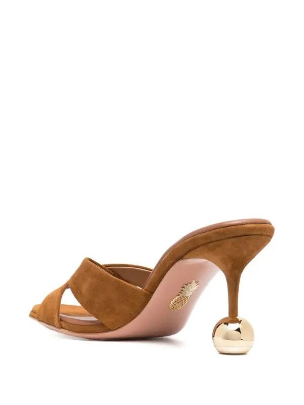 Aquazzura o1y0725 Suede Mules in Brown Size US 7 / IT 37 - 3 Thumbnail